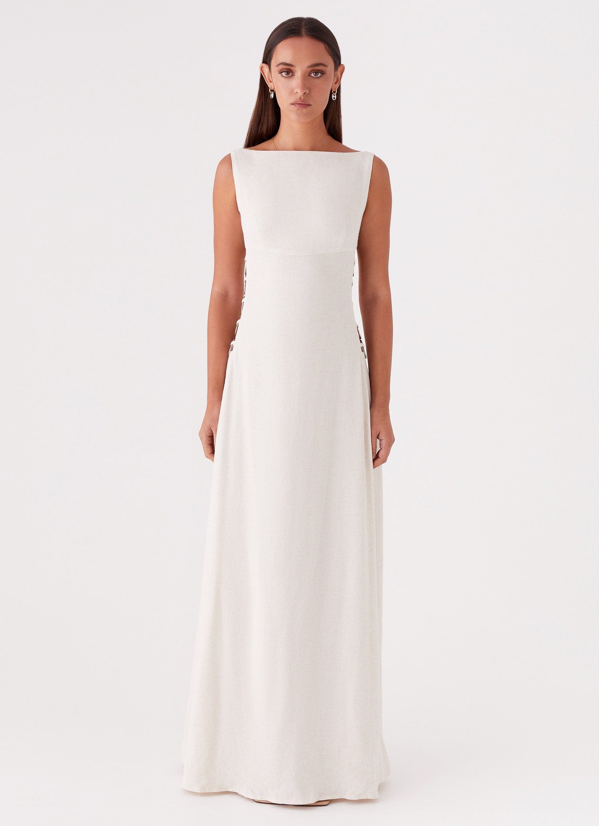 Catherine Linen Maxi Dress - Oatmeal