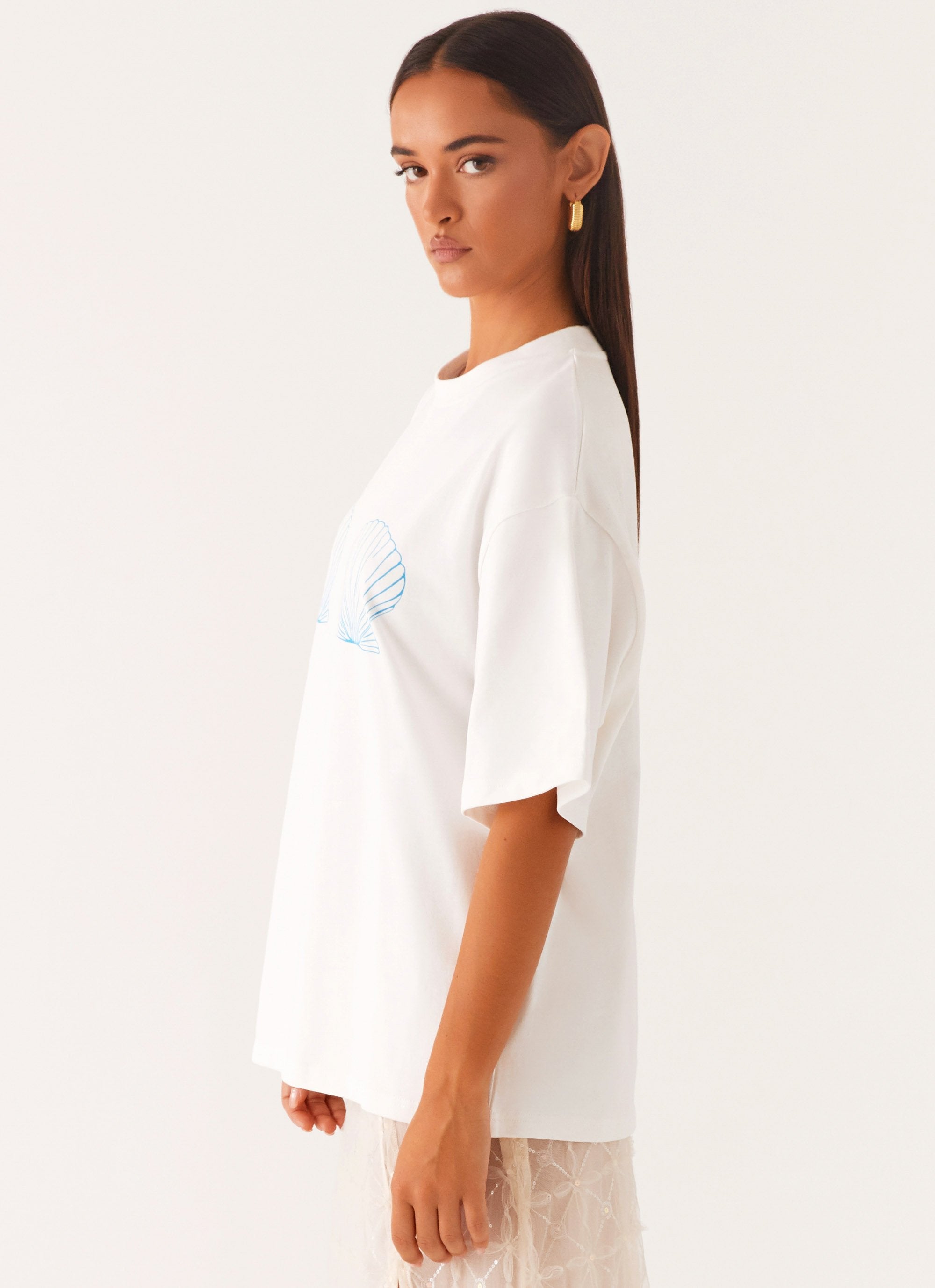 Born To Have Fun Oversized Graphic Tee - Blue Shell