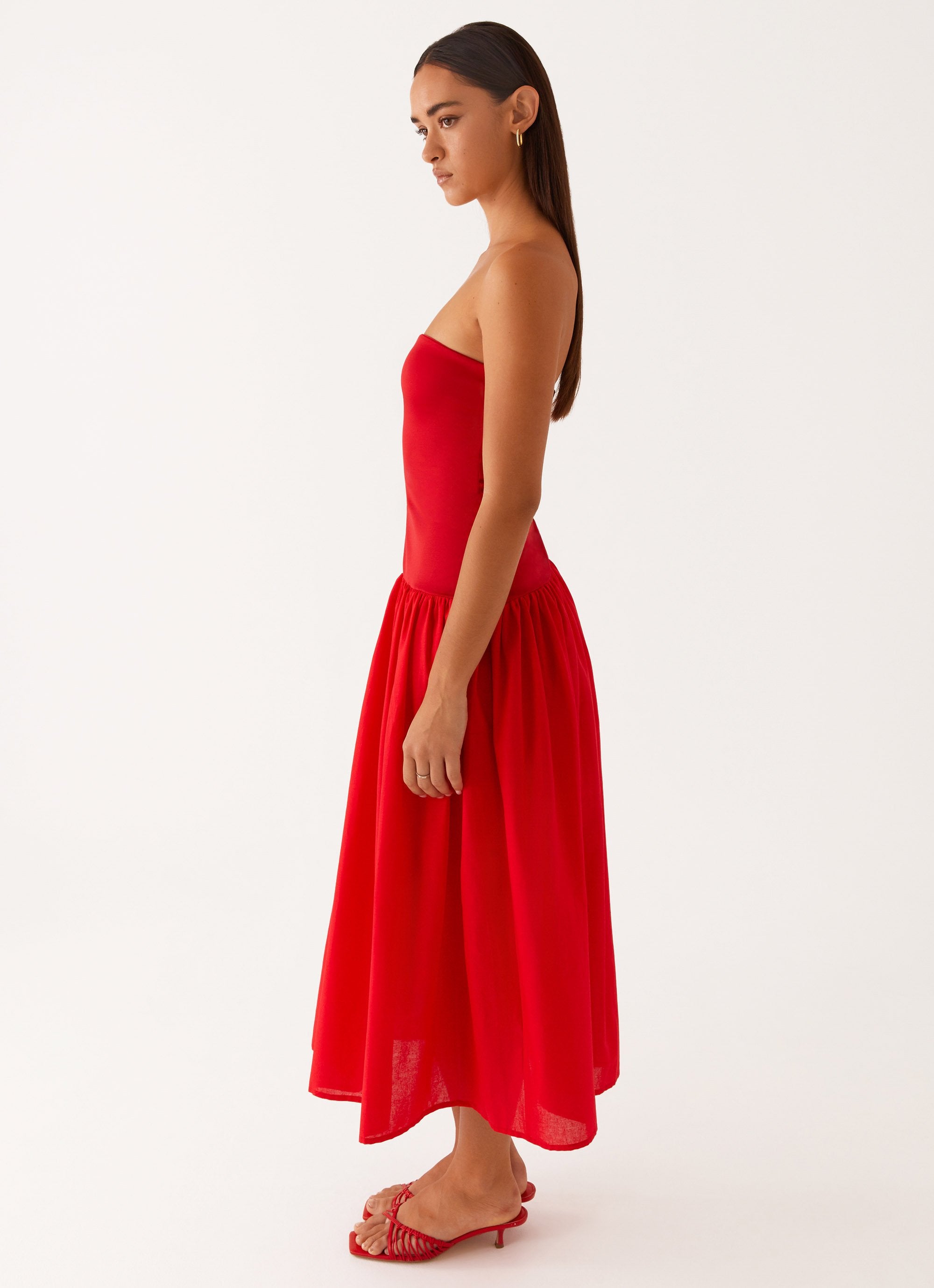 Domino Effect Midi Dress - Red