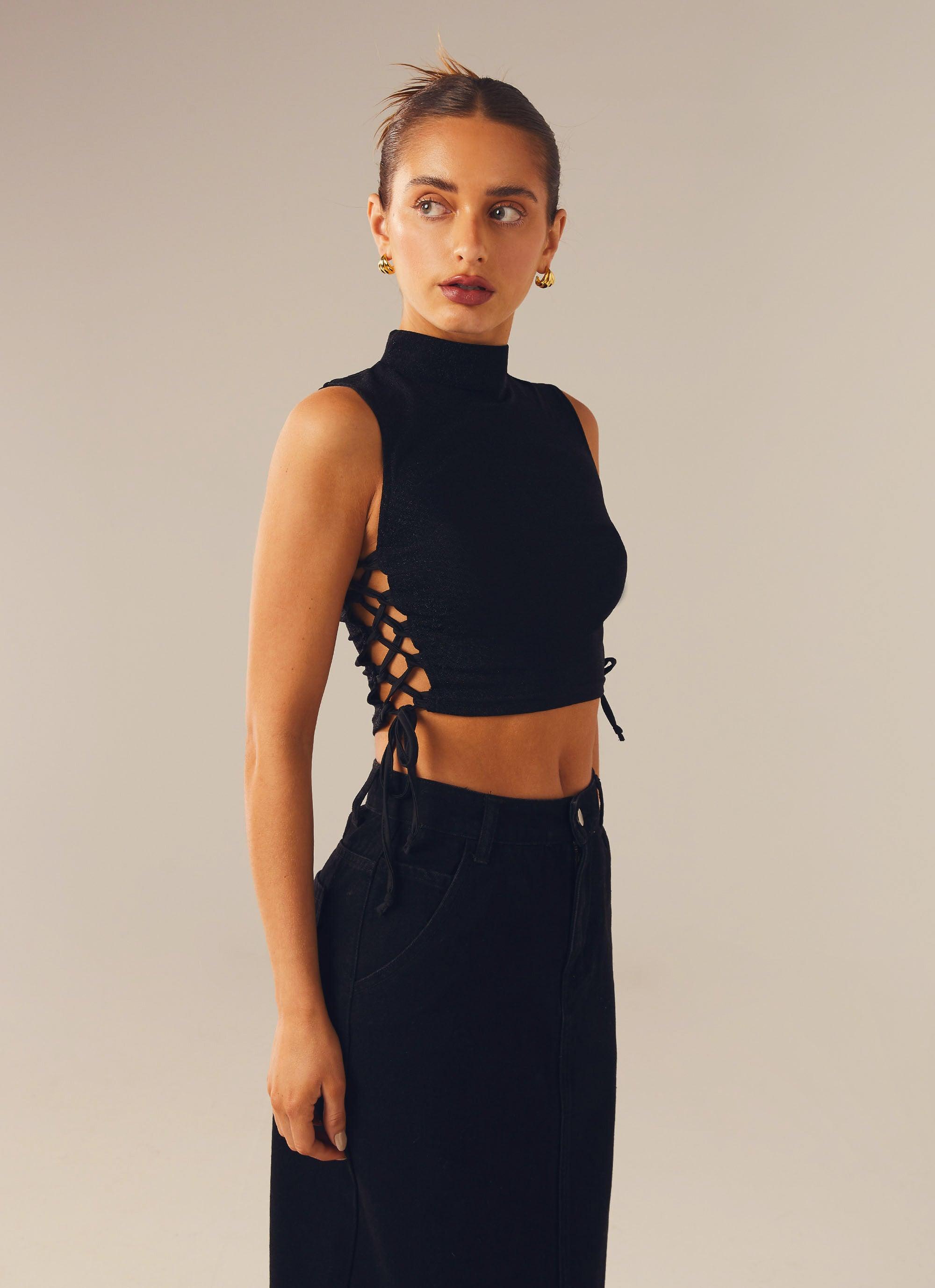 Levitate Crop Top - Black Moonlight