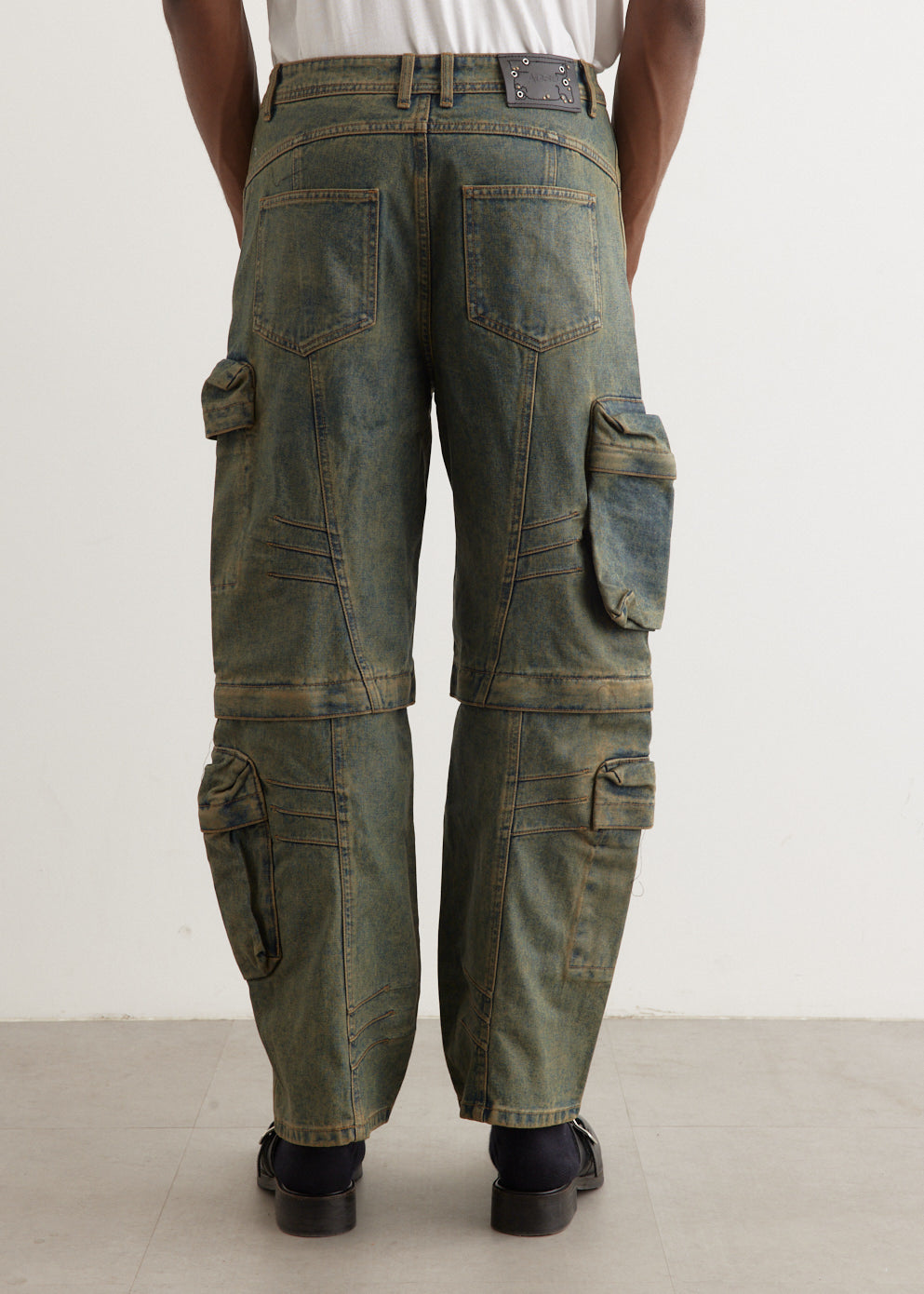 Cargo Coated Wide Leg Jeans