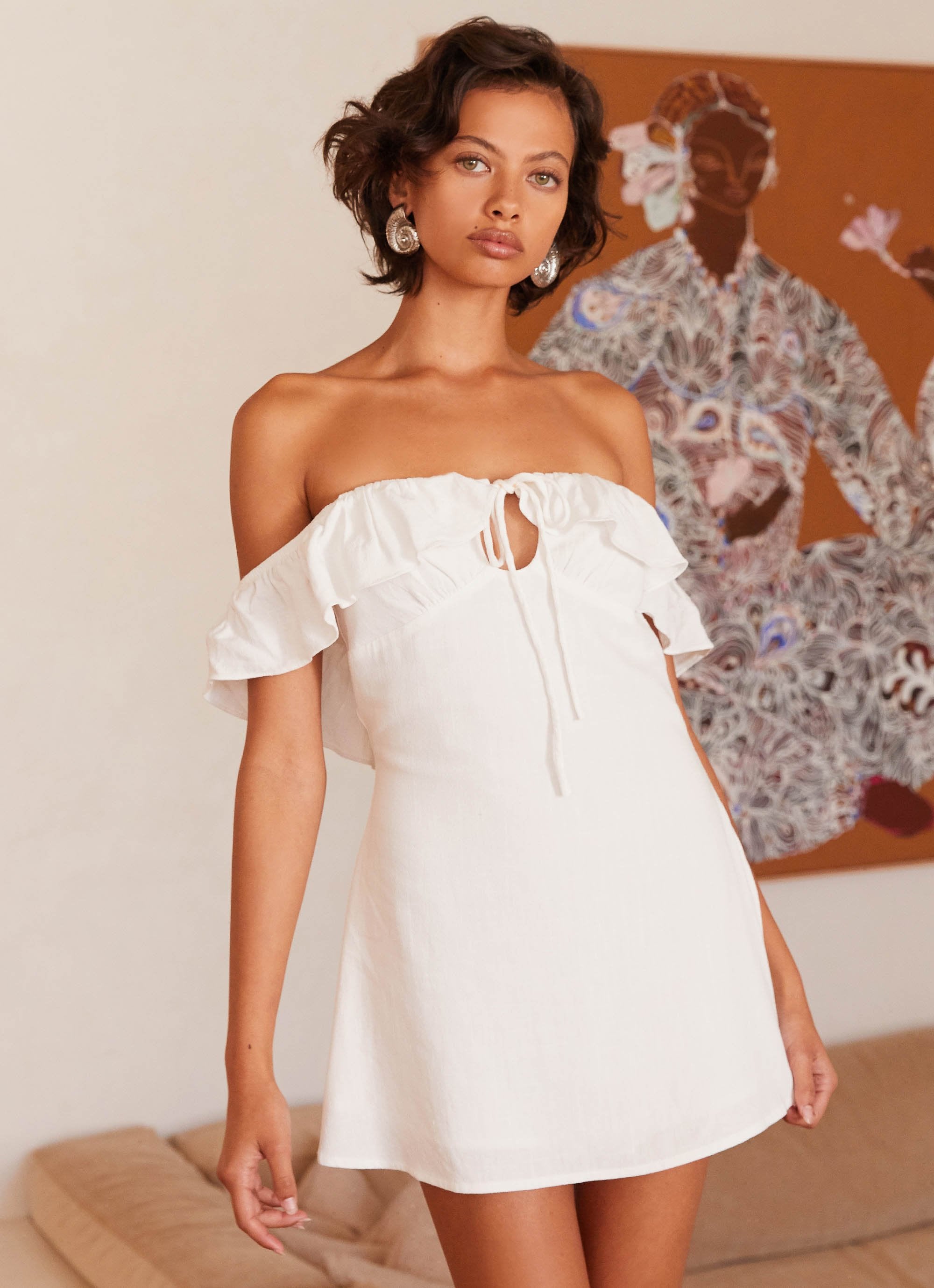 Texas Sun Linen Mini Dress - White