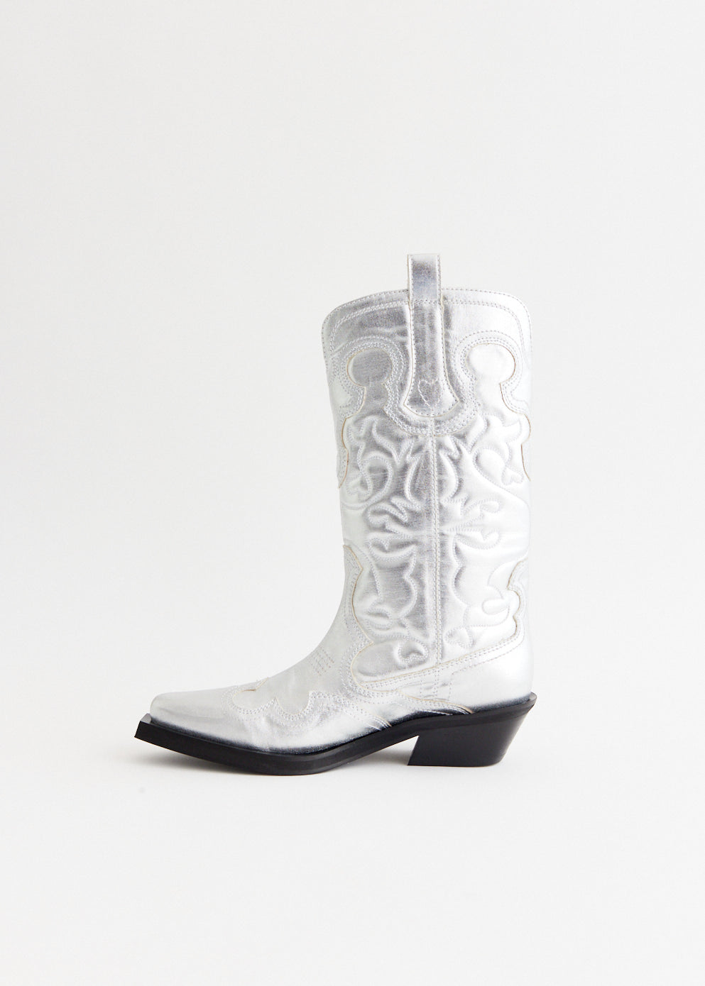 Mid Shaft Embroidered Western Boots