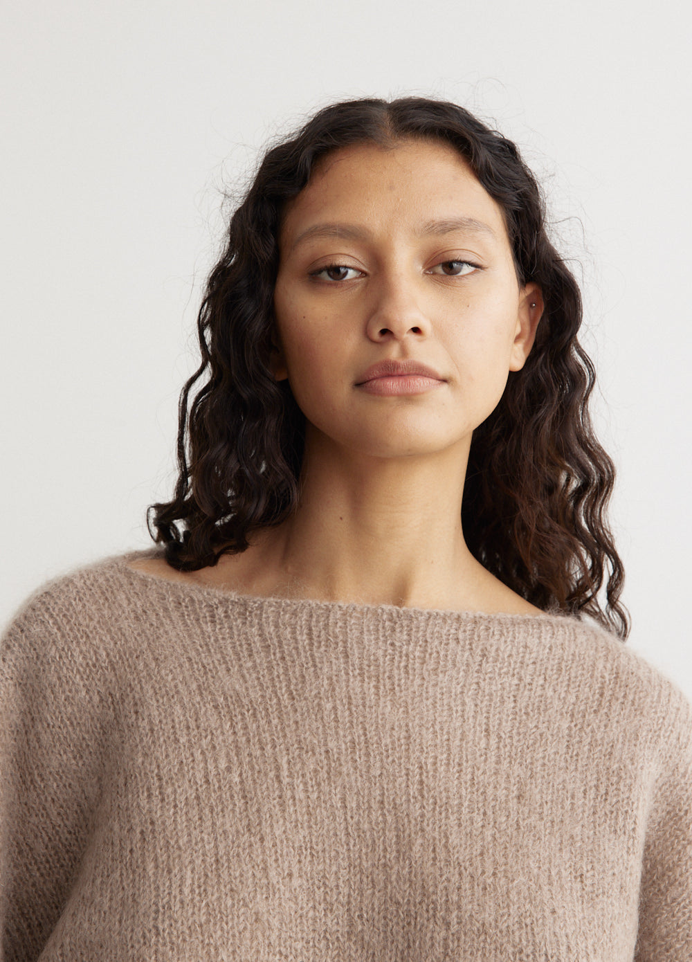 Boxy Mohair Boatneck Knit