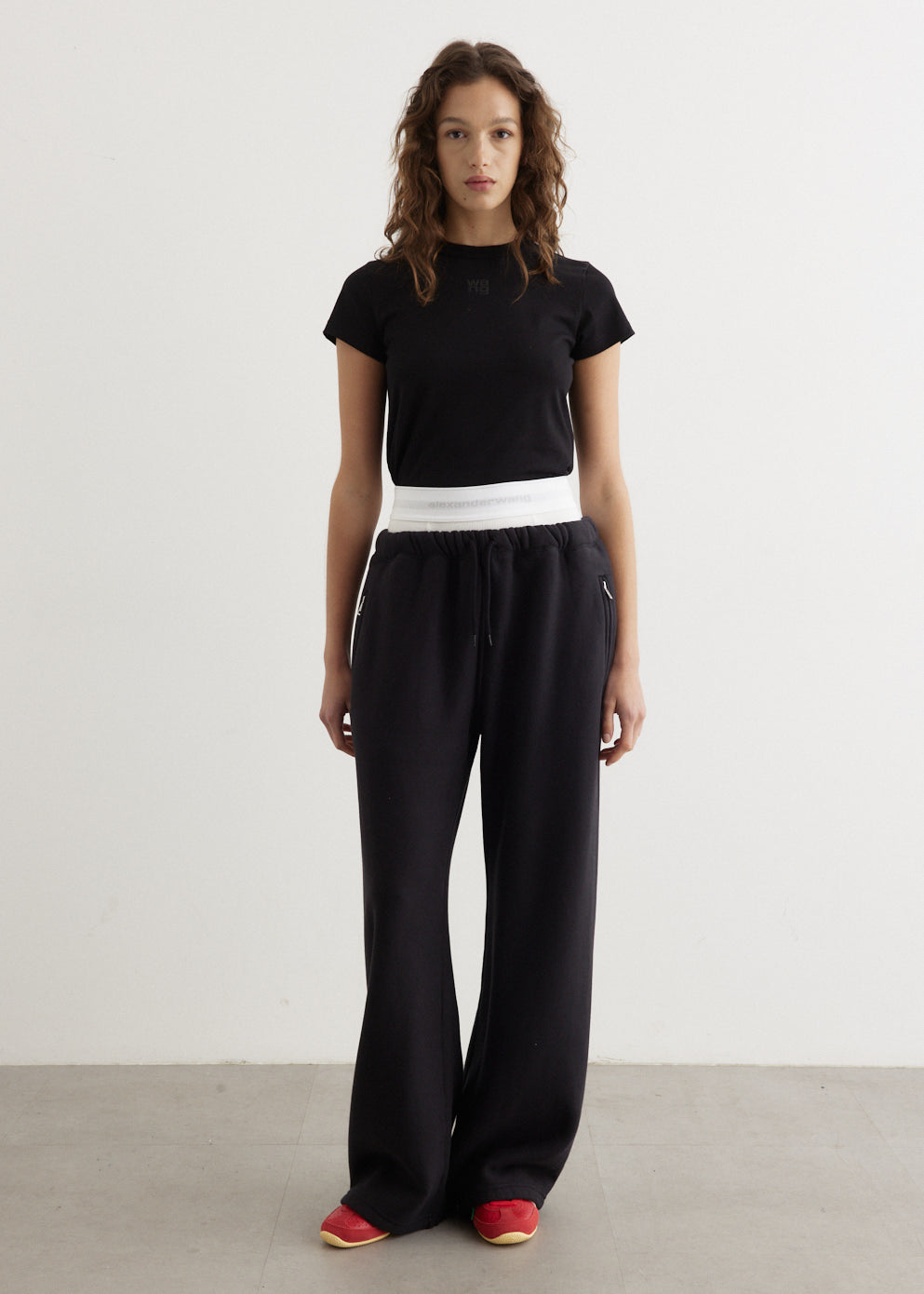 Wide Leg Sweatpants With Exposed Brief