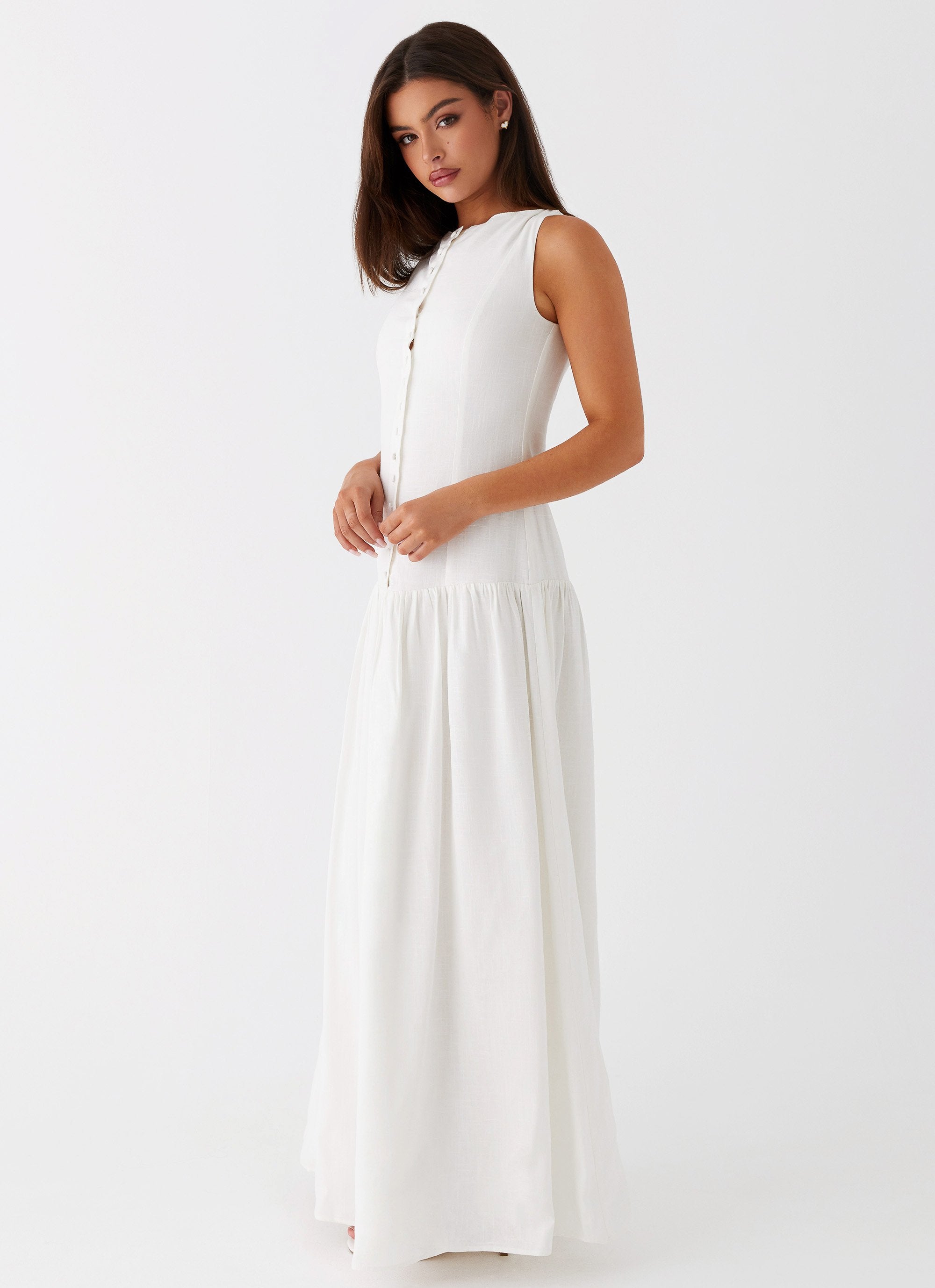 Meggie Linen Maxi Dress - White