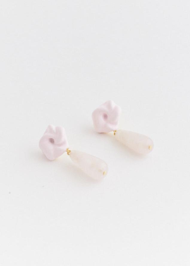 E01 Earrings With Rose Quartz Beads