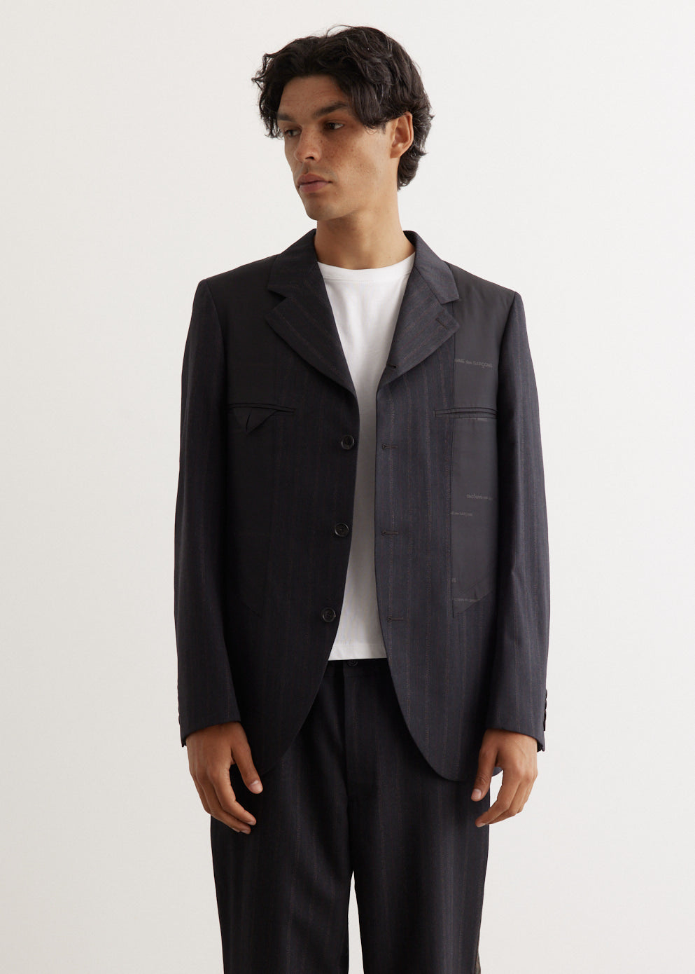 Jacquard Panel Stripe 3 Button Jacket