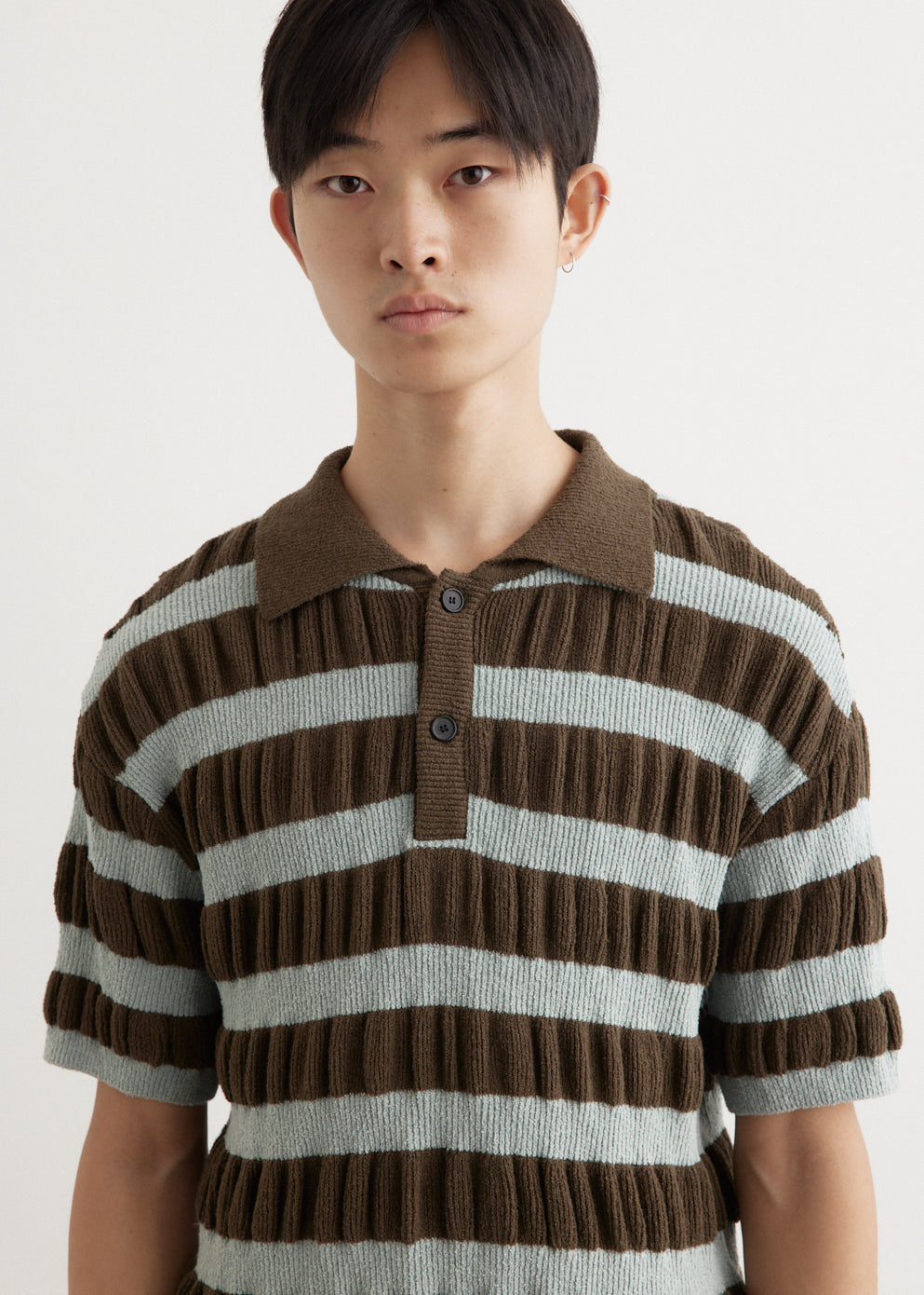 Bubble Stripe Polo Sweater