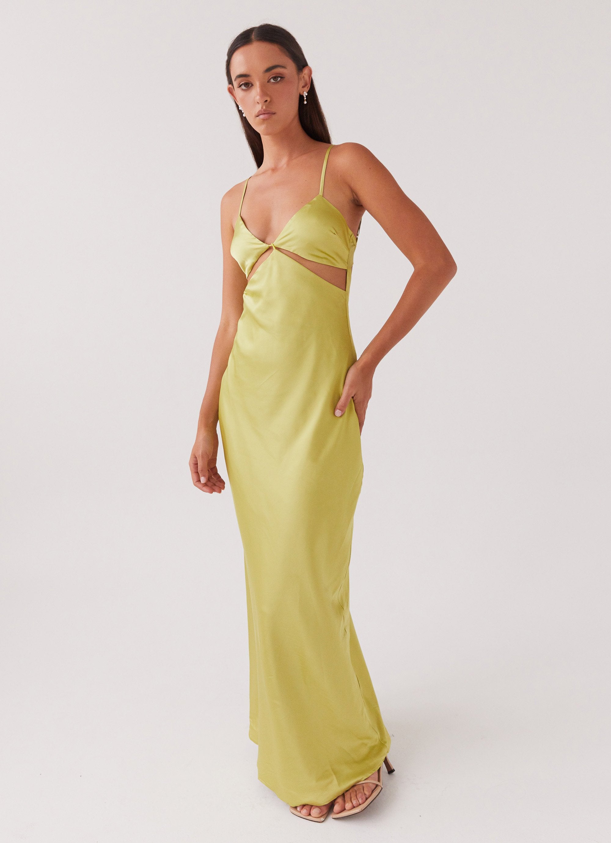 Raylie Cut Out Maxi Dress - Chartreuse