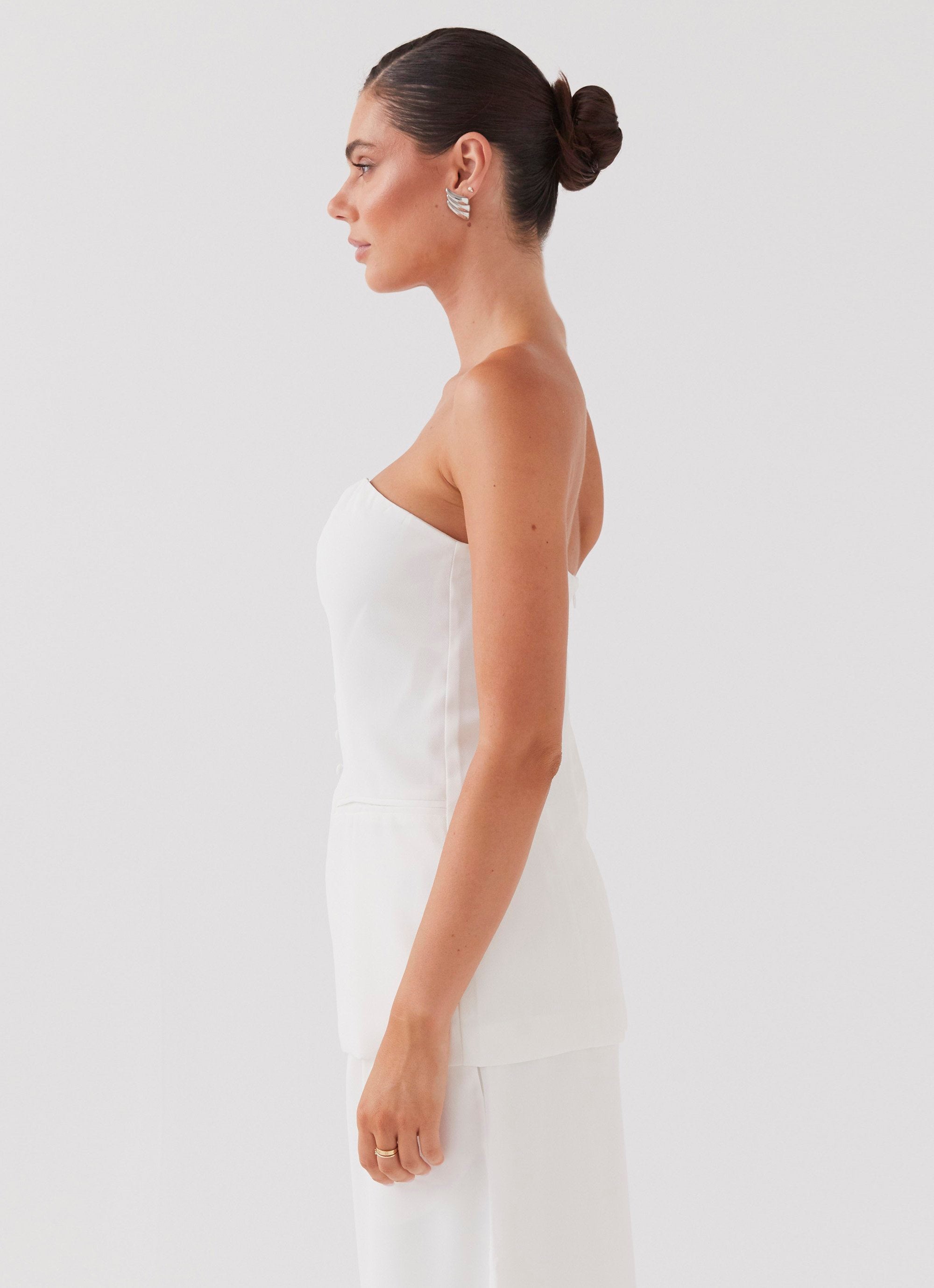 Riveria Tailored Strapless Top - Ivory