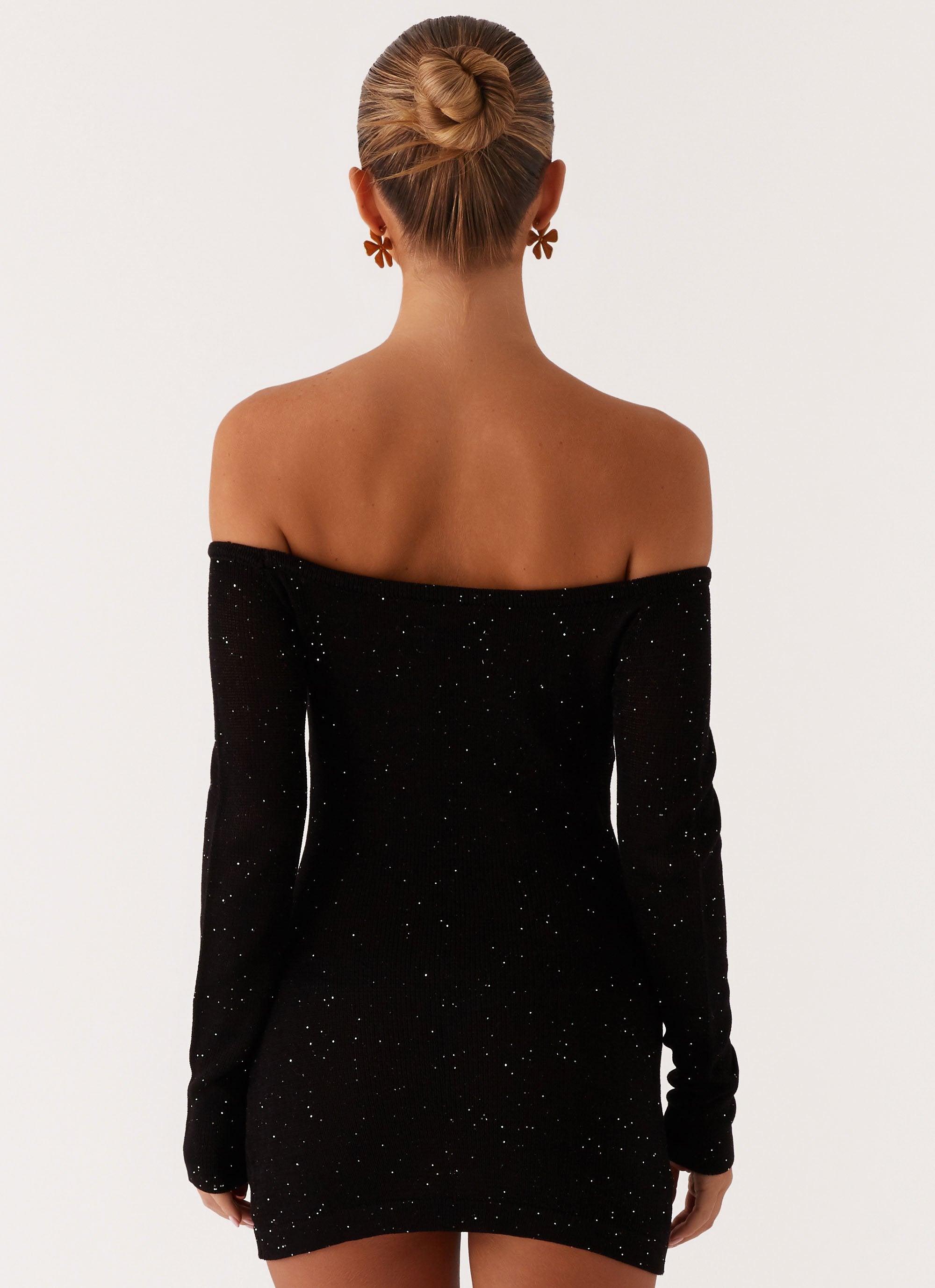 Gabriela Off Shoulder Mini Dress - Black