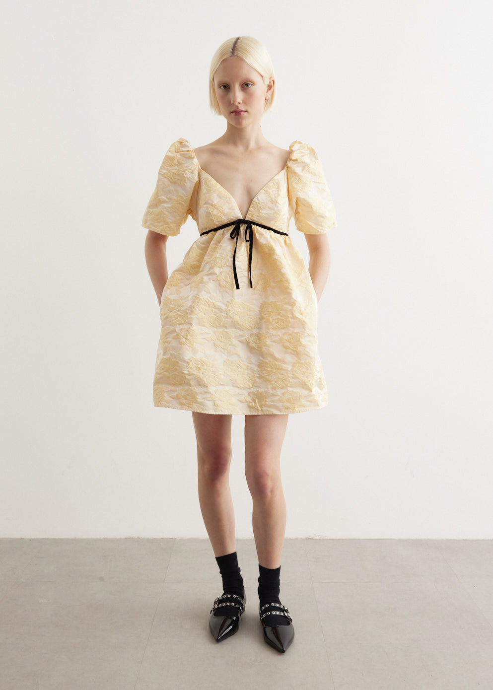 Botanical Jacquard Mini Dress