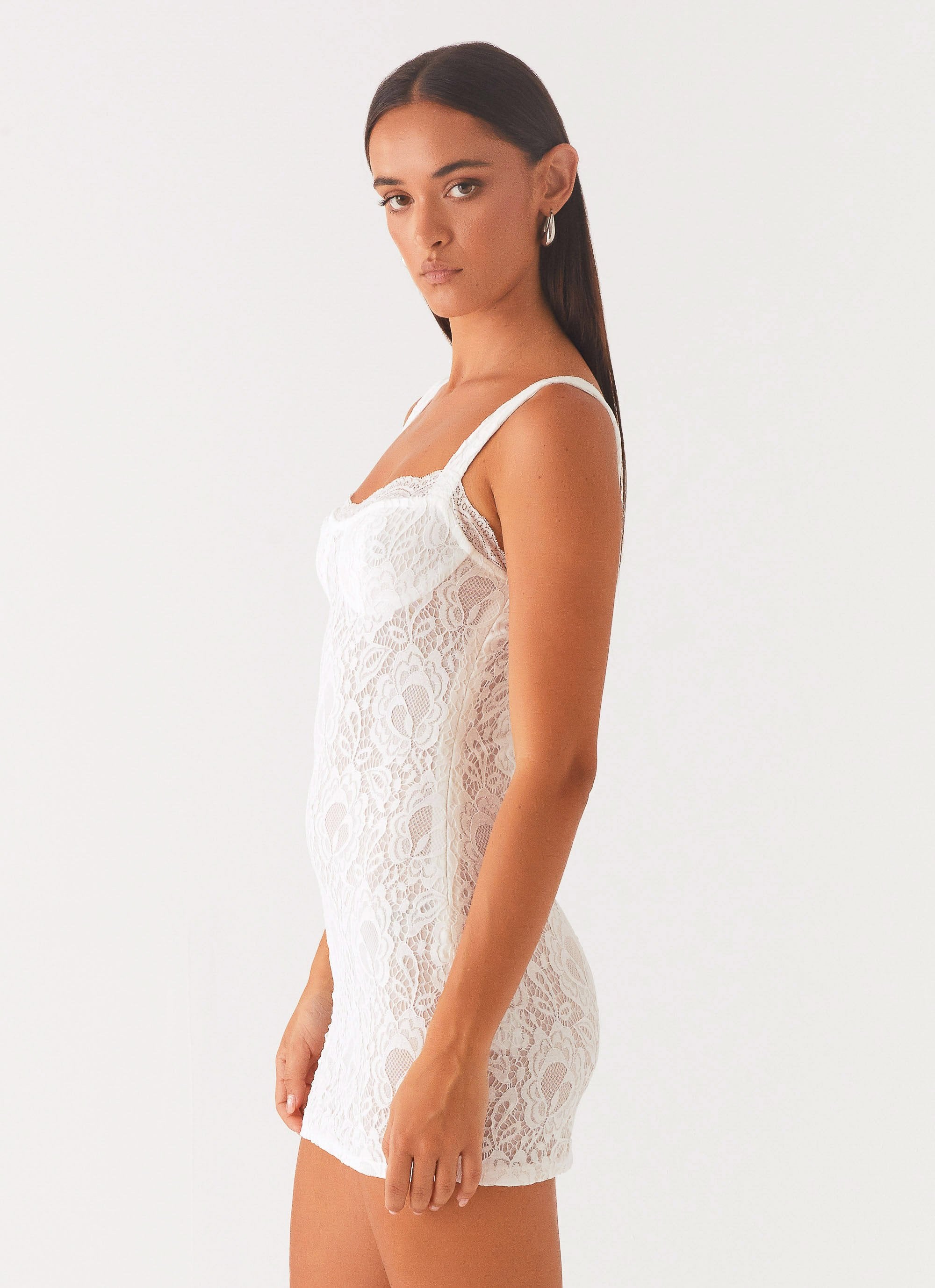 Maree Lace Mini Dress - White