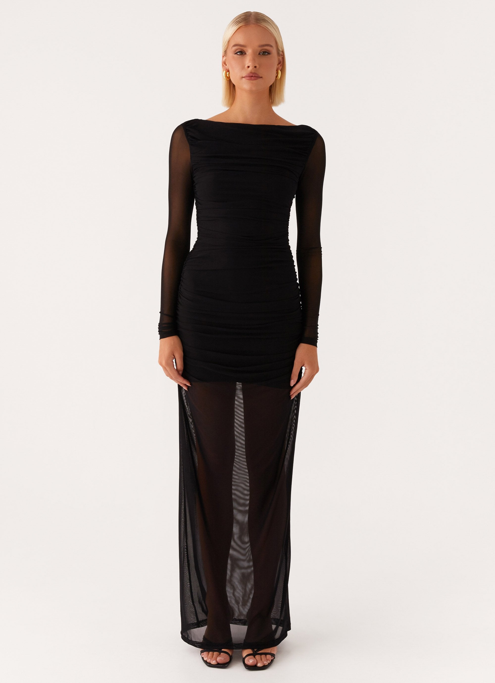 Truly you Mesh Maxi Dress - Black