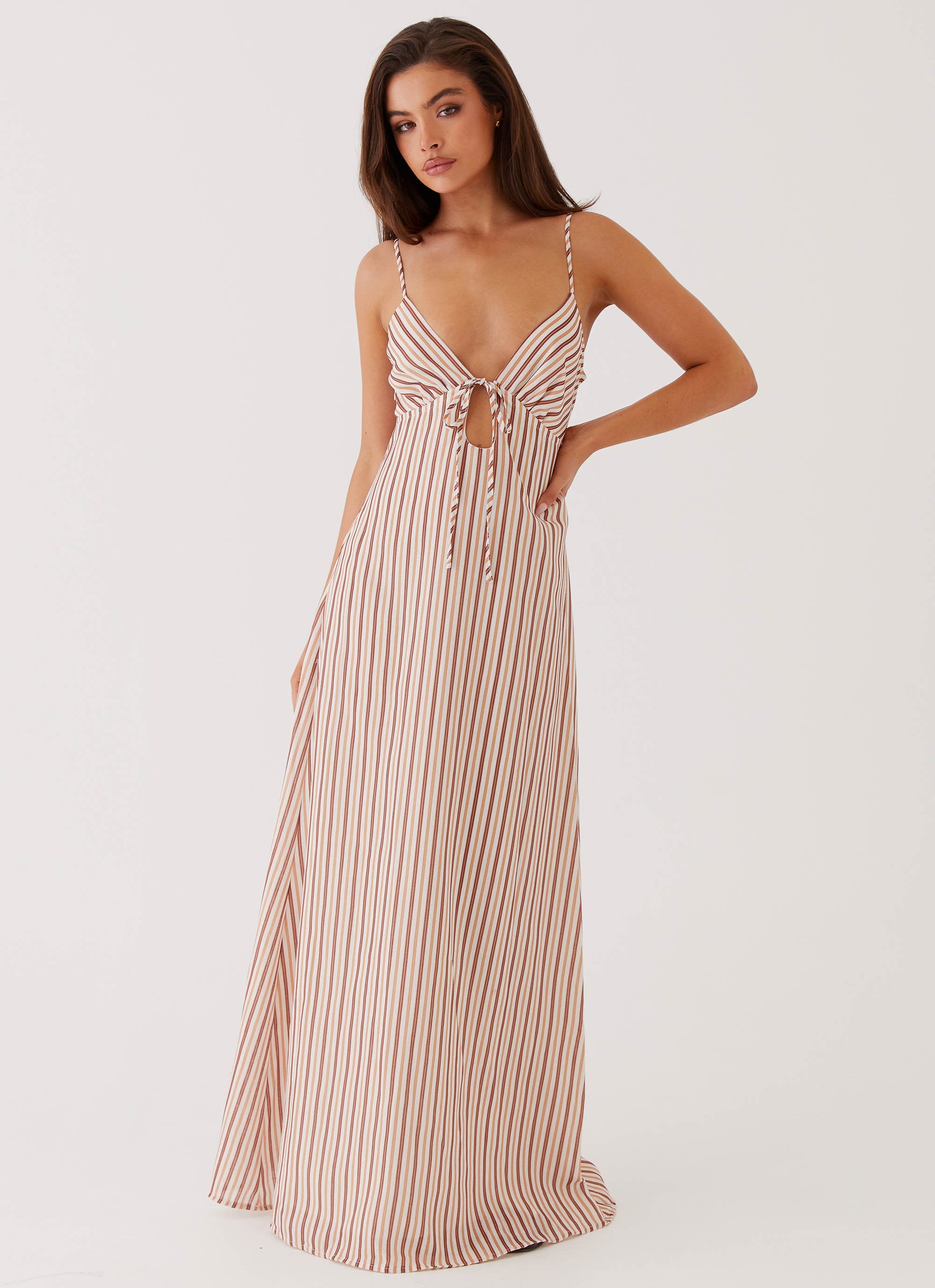 Flora Linen Maxi Dress - Passionfruit Stripe