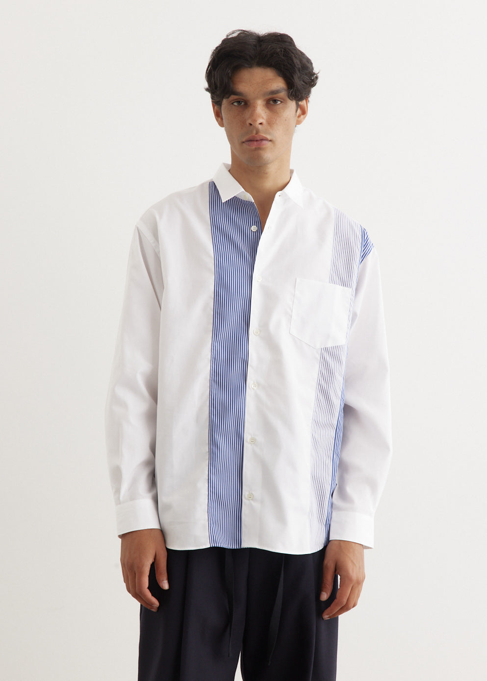 Broad Cloth x Stripe Cotton Shirt