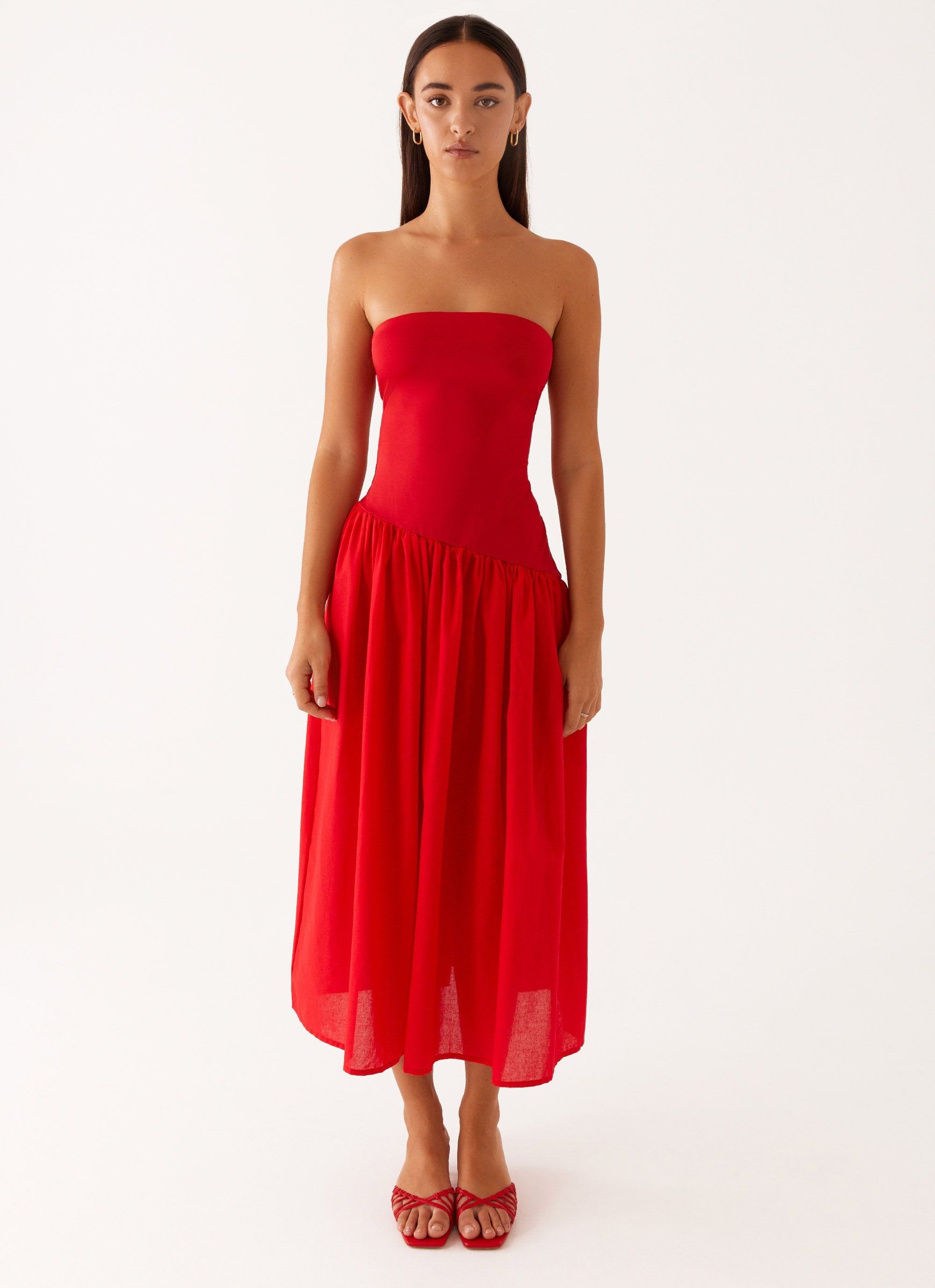 Domino Effect Midi Dress - Red