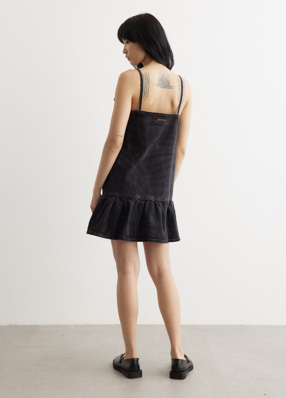 Laser Denim Strap Dress