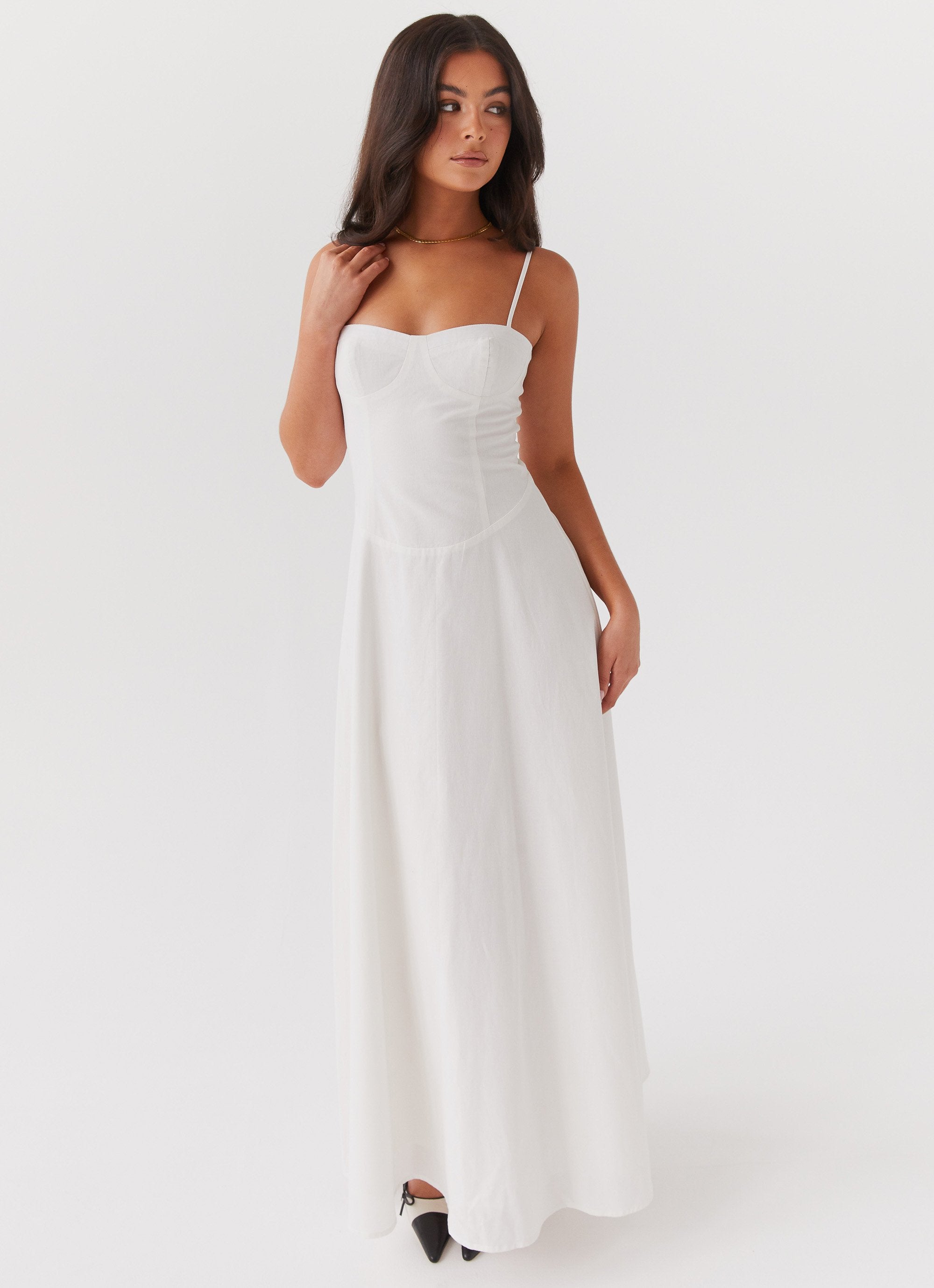 Angelina Linen Maxi Dress - White