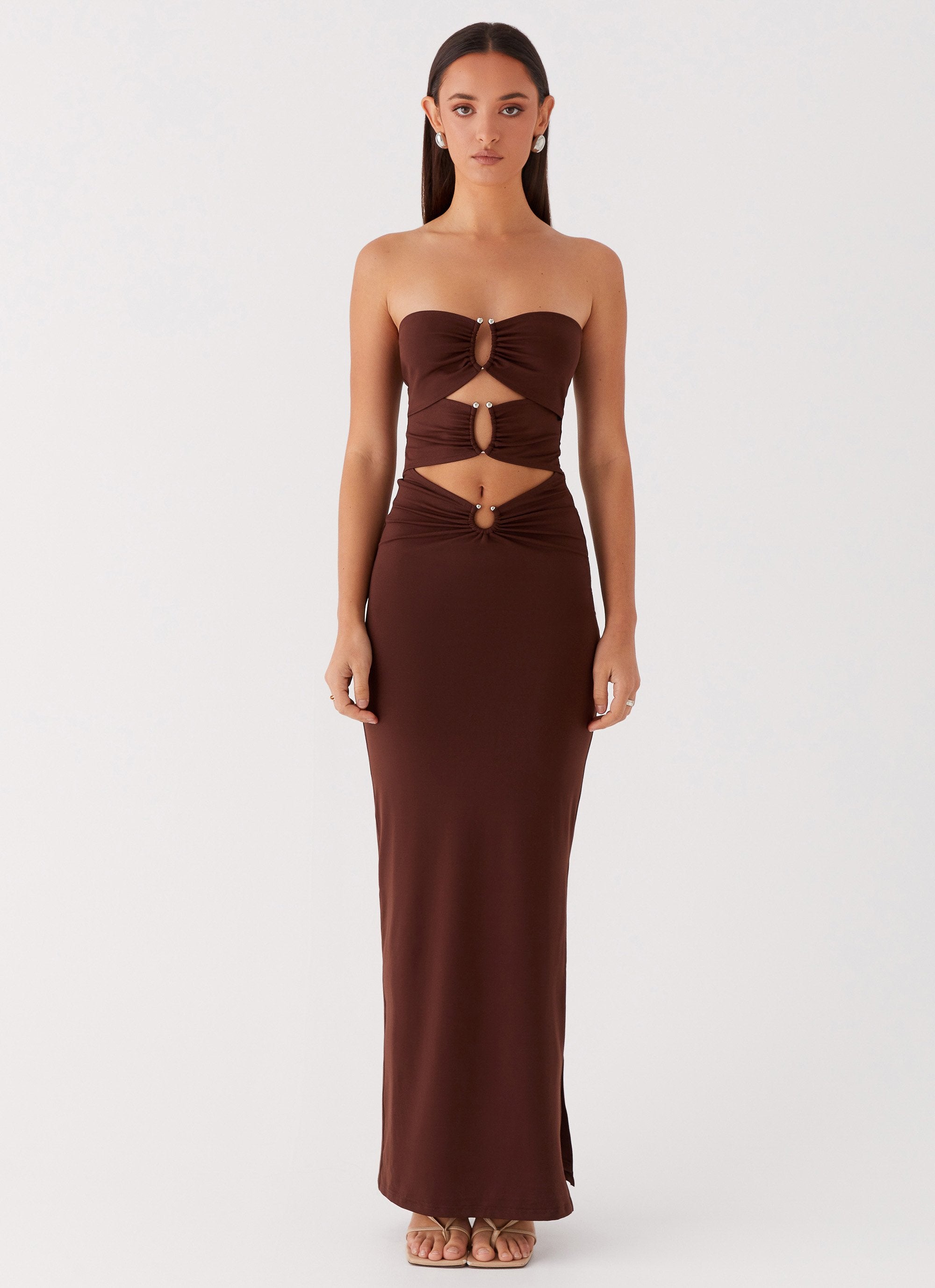 Natasha Strapless Maxi Dress - Chocolate