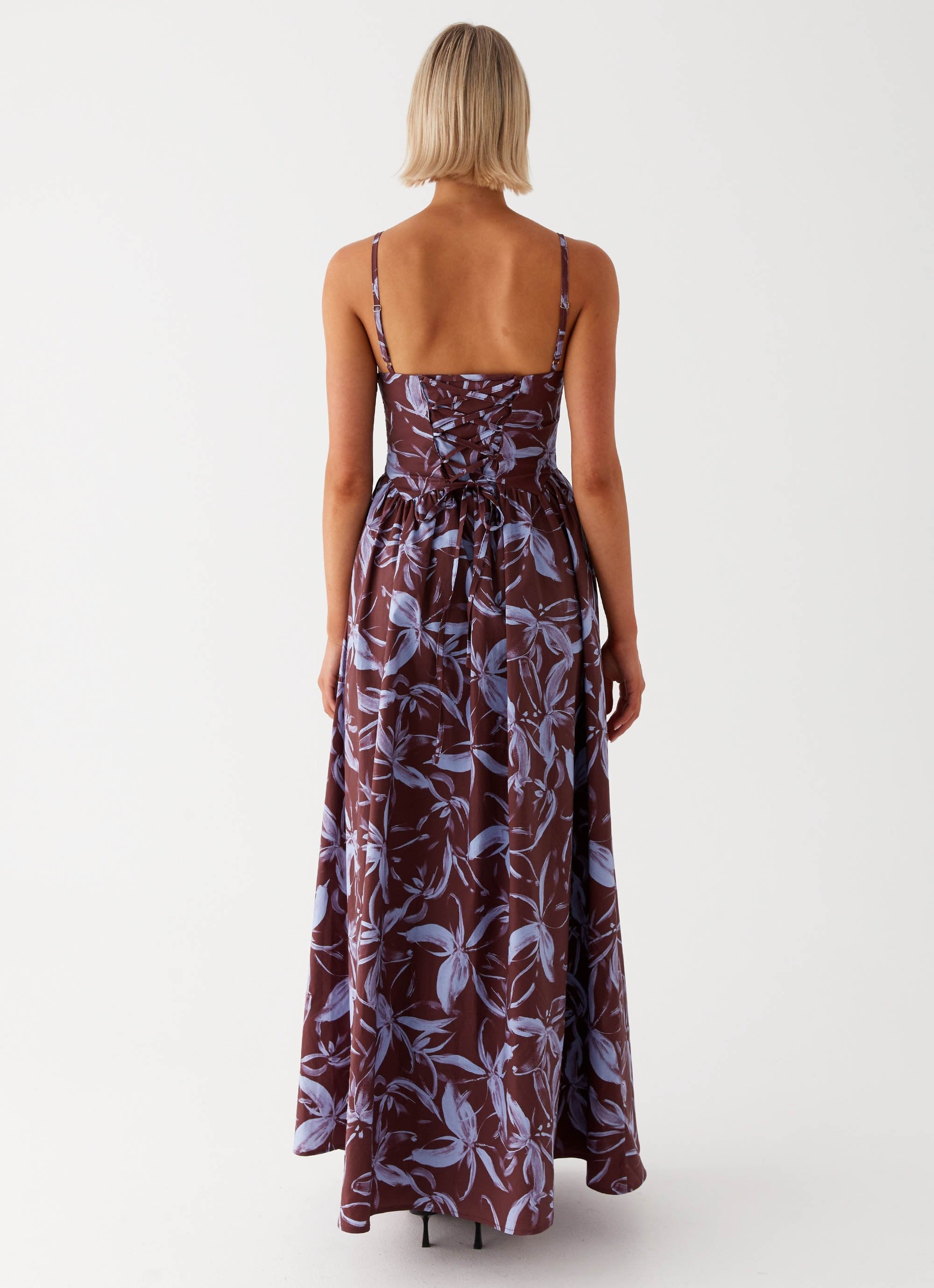 Tesoro Maxi Dress - Brown Purple Floral