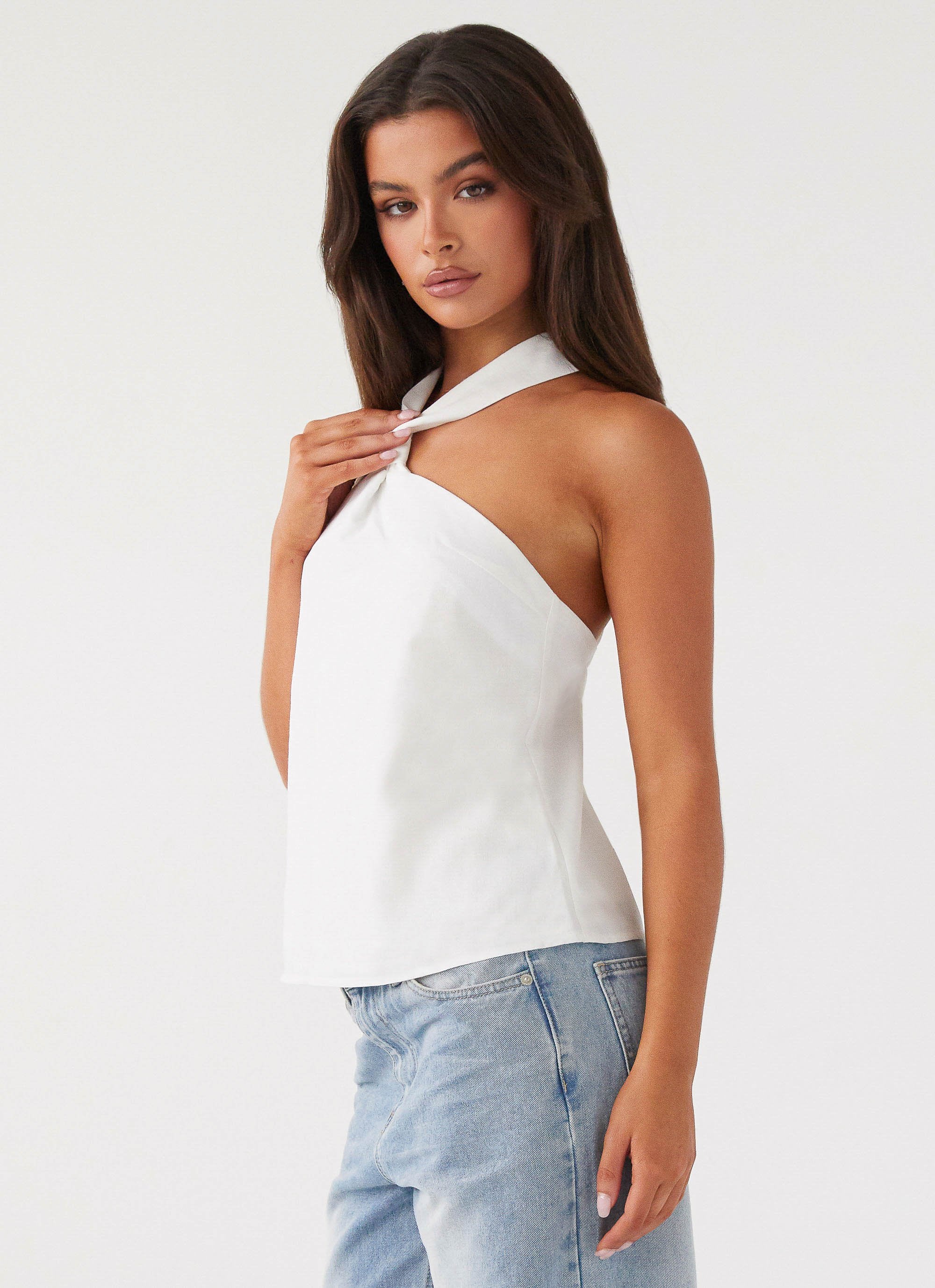 Keira Linen Top - White