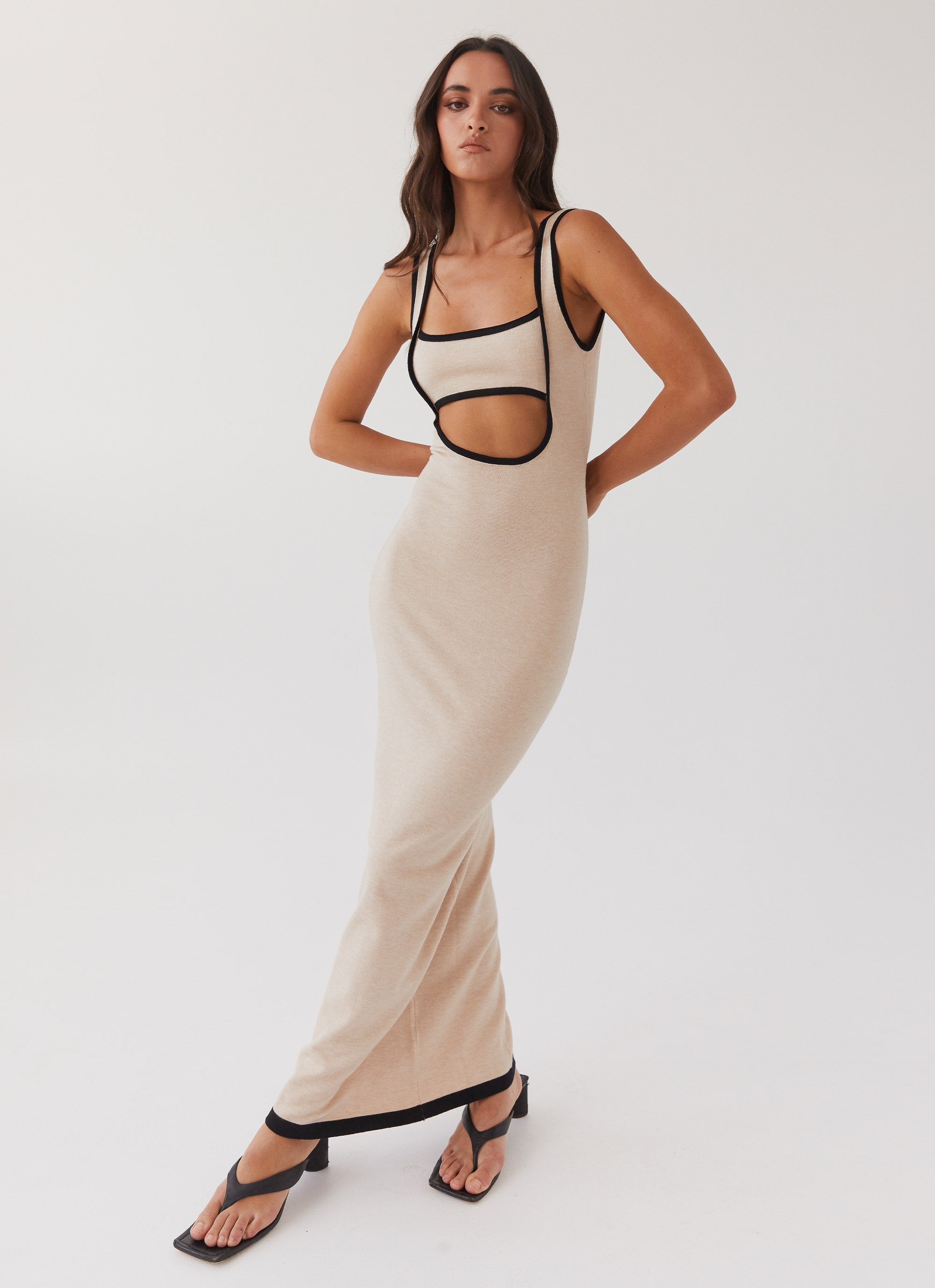 Lost In Paris Knit Maxi Dress - Tapioca