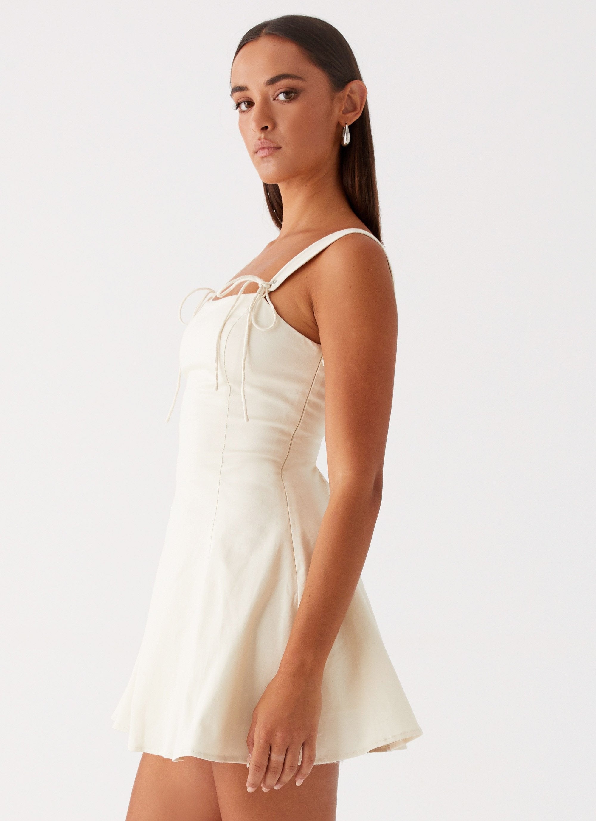 Jamaya Tie Mini Dress - Ivory