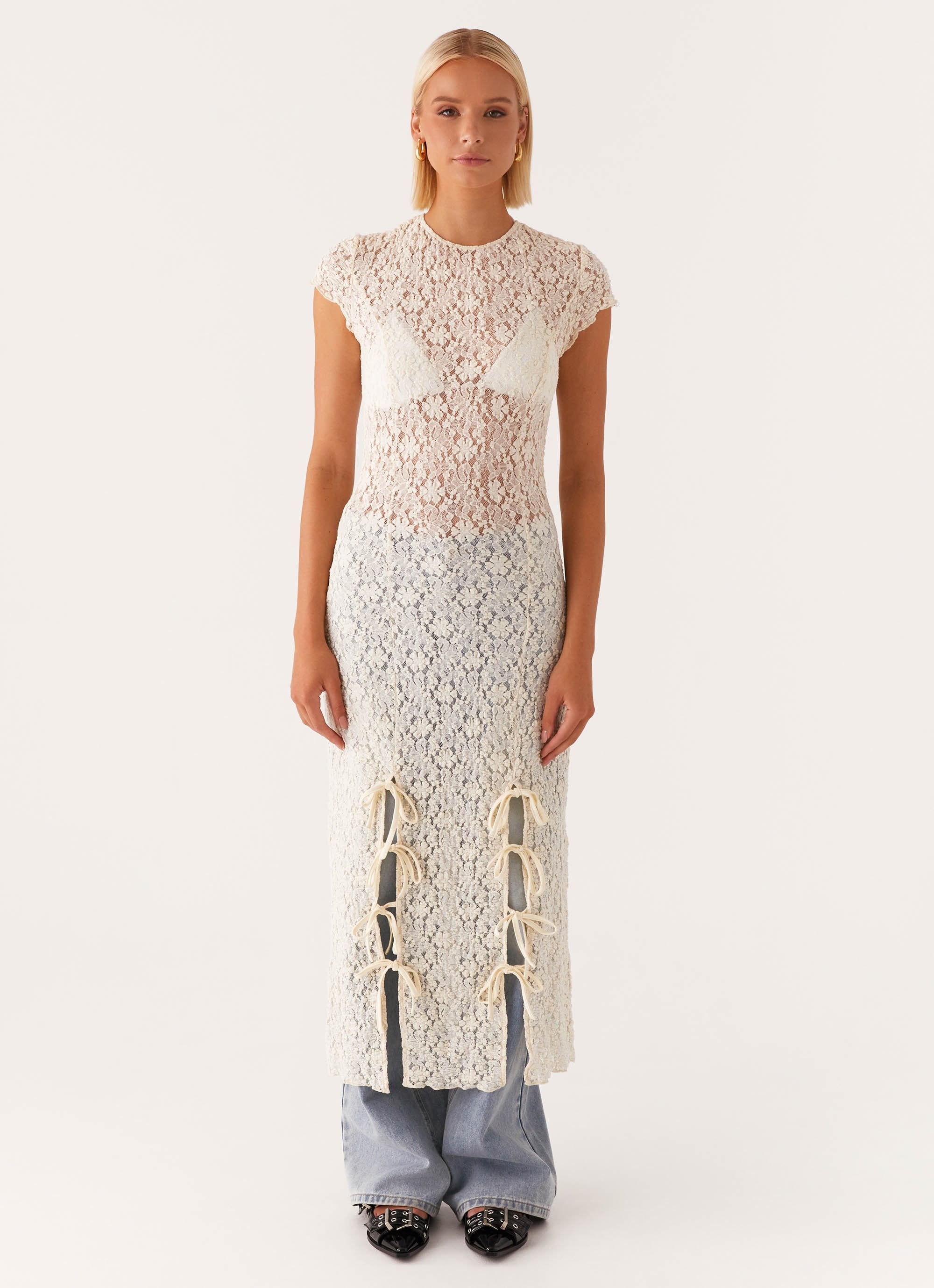 Gisele Lace Midi Dress - Ivory