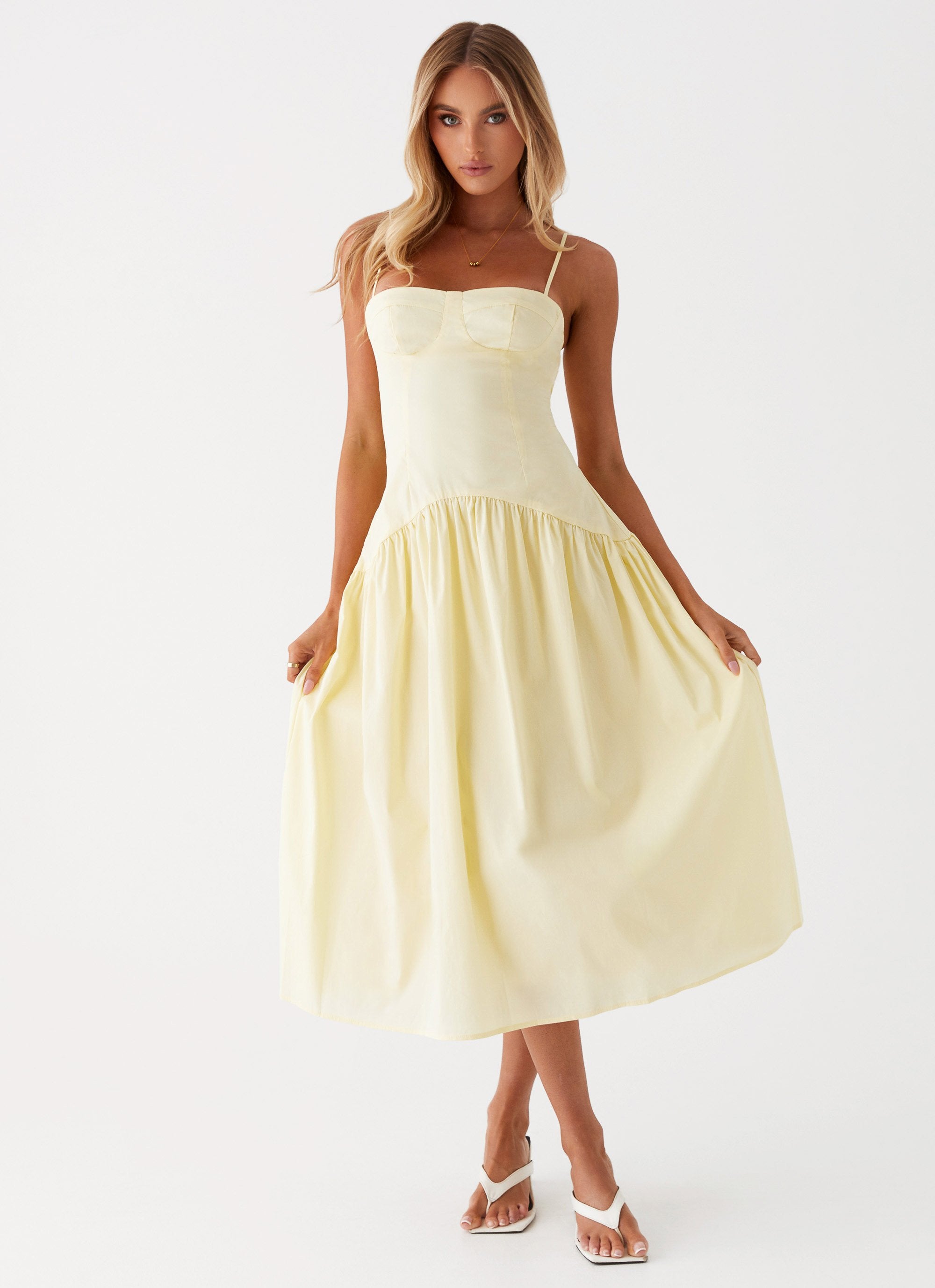 Yvette Corset Midi Dress - Yellow