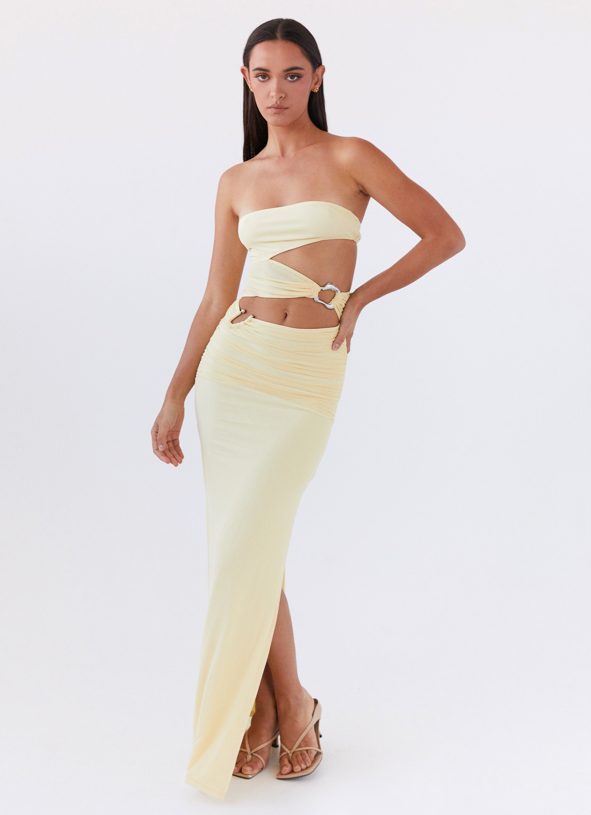 Into Pieces Mesh Maxi Dress - Lemon