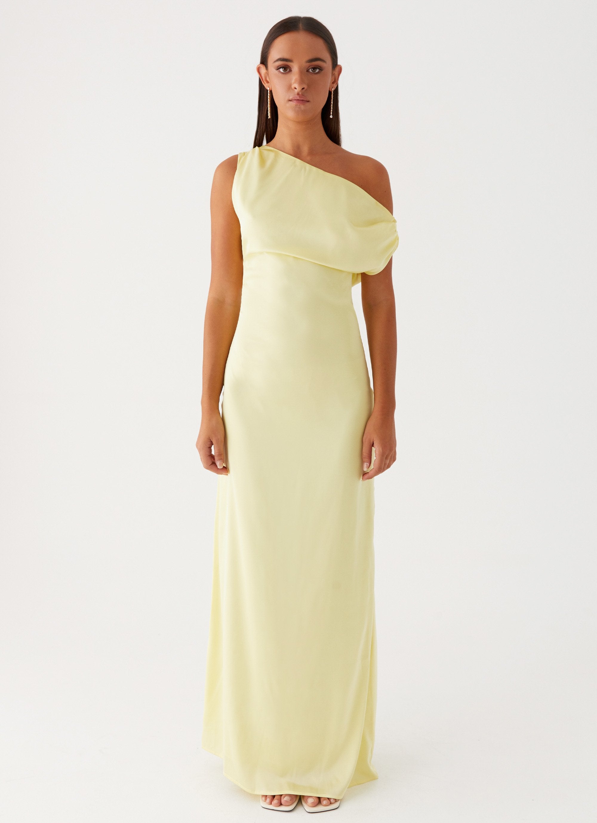 Heart Of Glass Satin Maxi Dress - Yellow