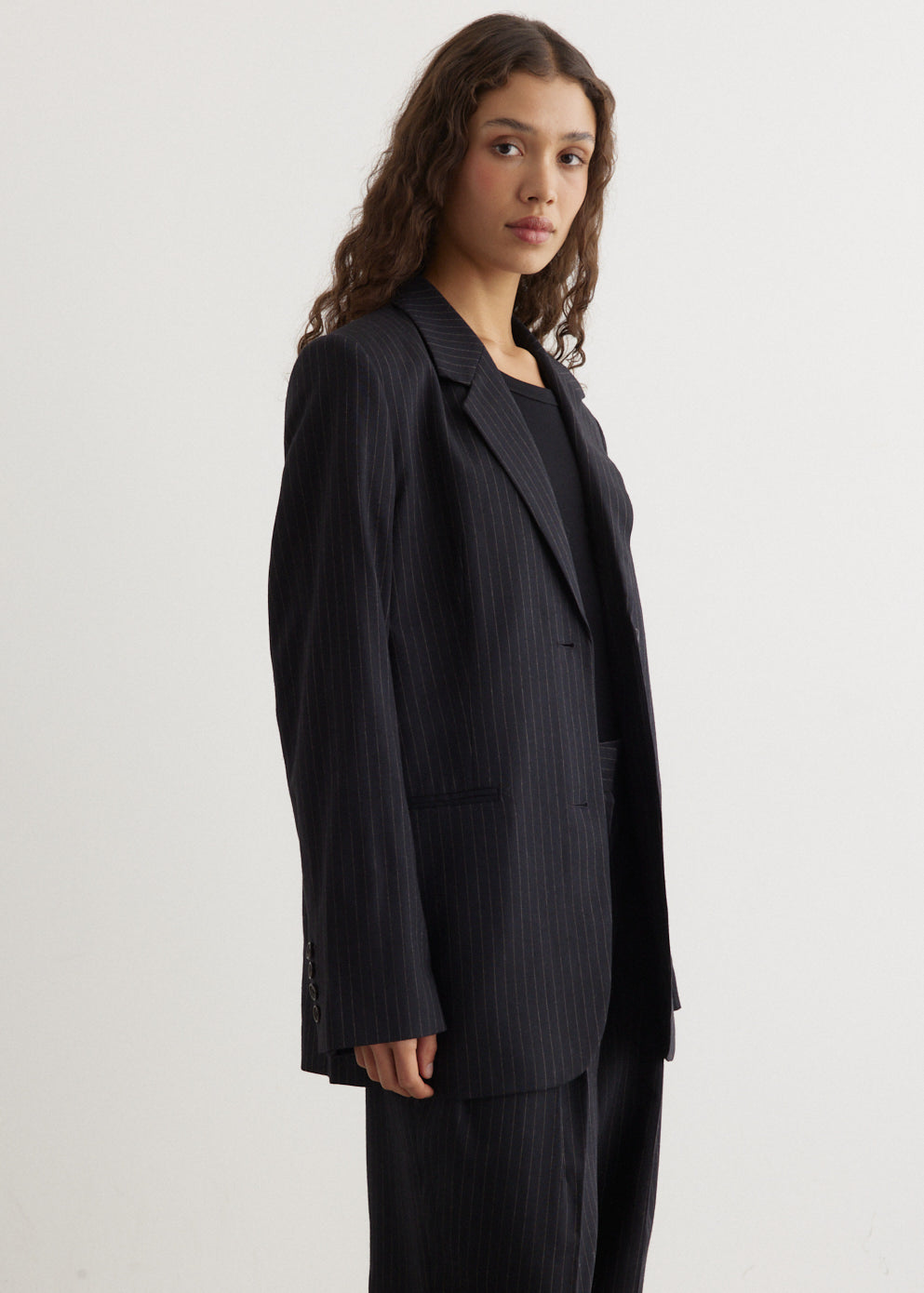 Tailored Pinstriped Suit Jacket