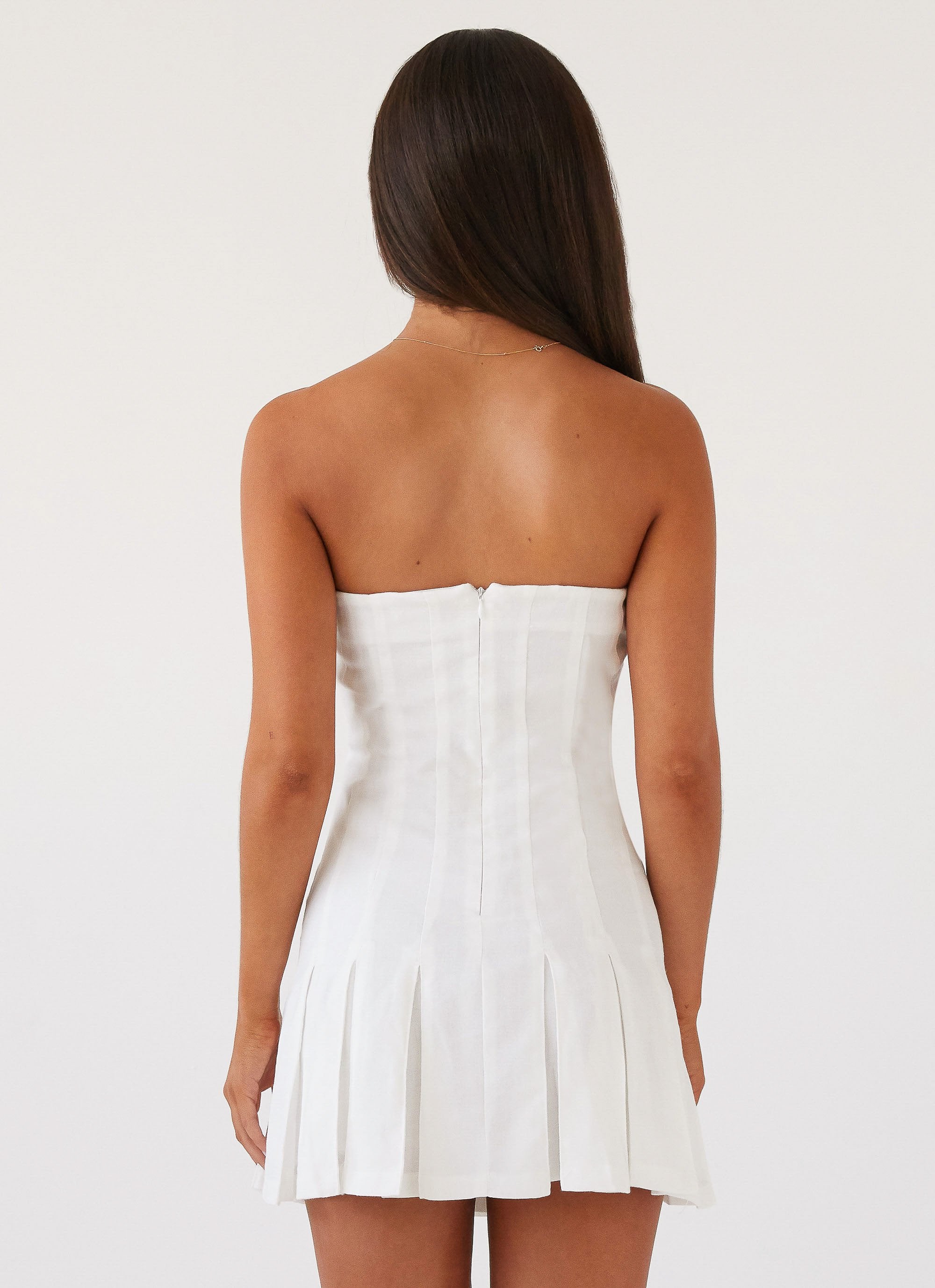 Saving Hearts Linen Mini Dress - White