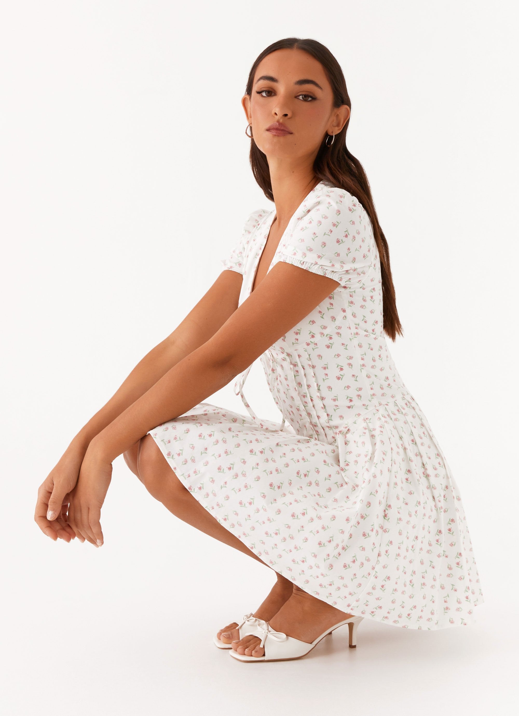 Falling Water Mini Dress - White Floral