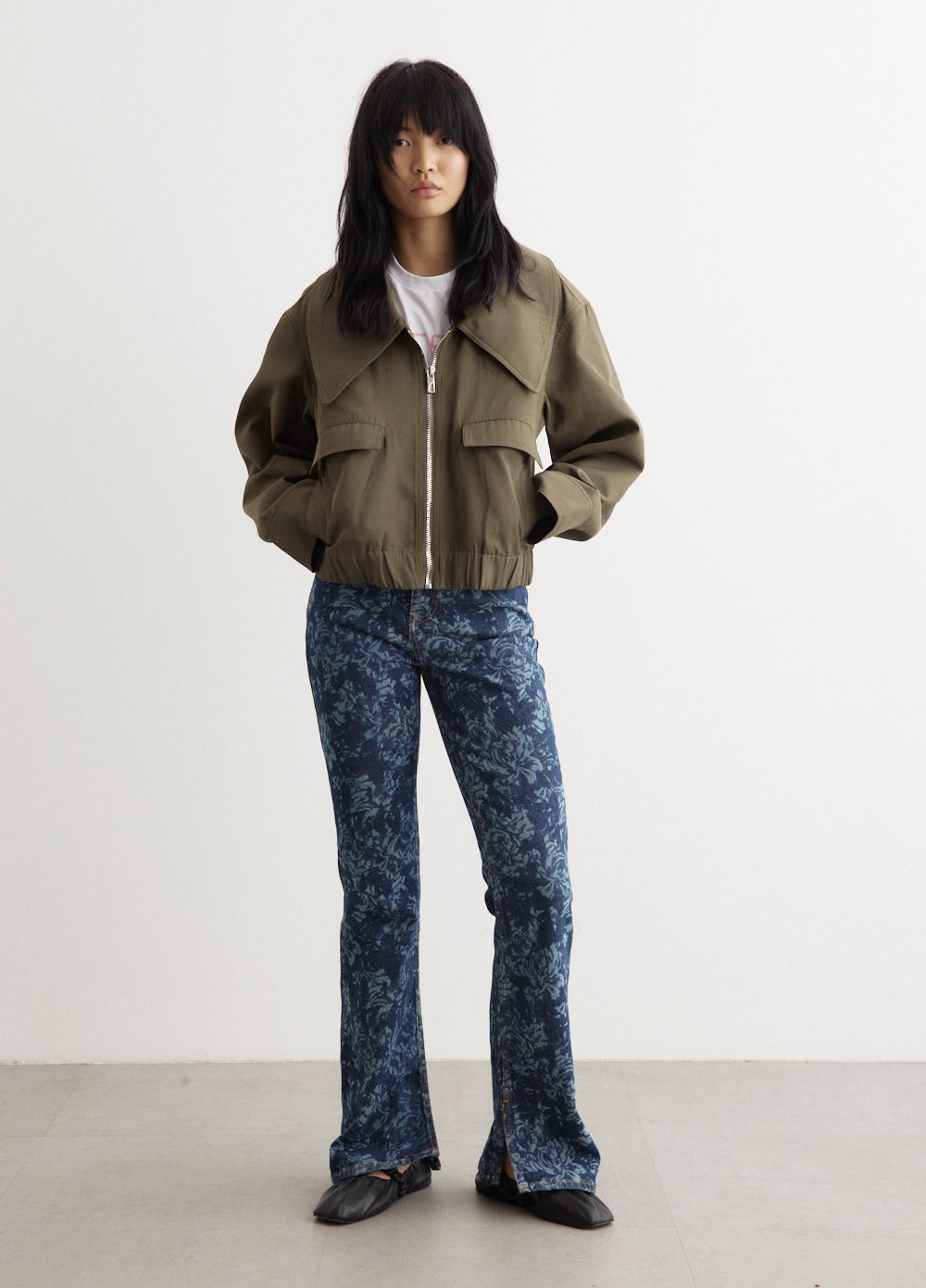 Heavy Twill Wide Collar Short Jacket