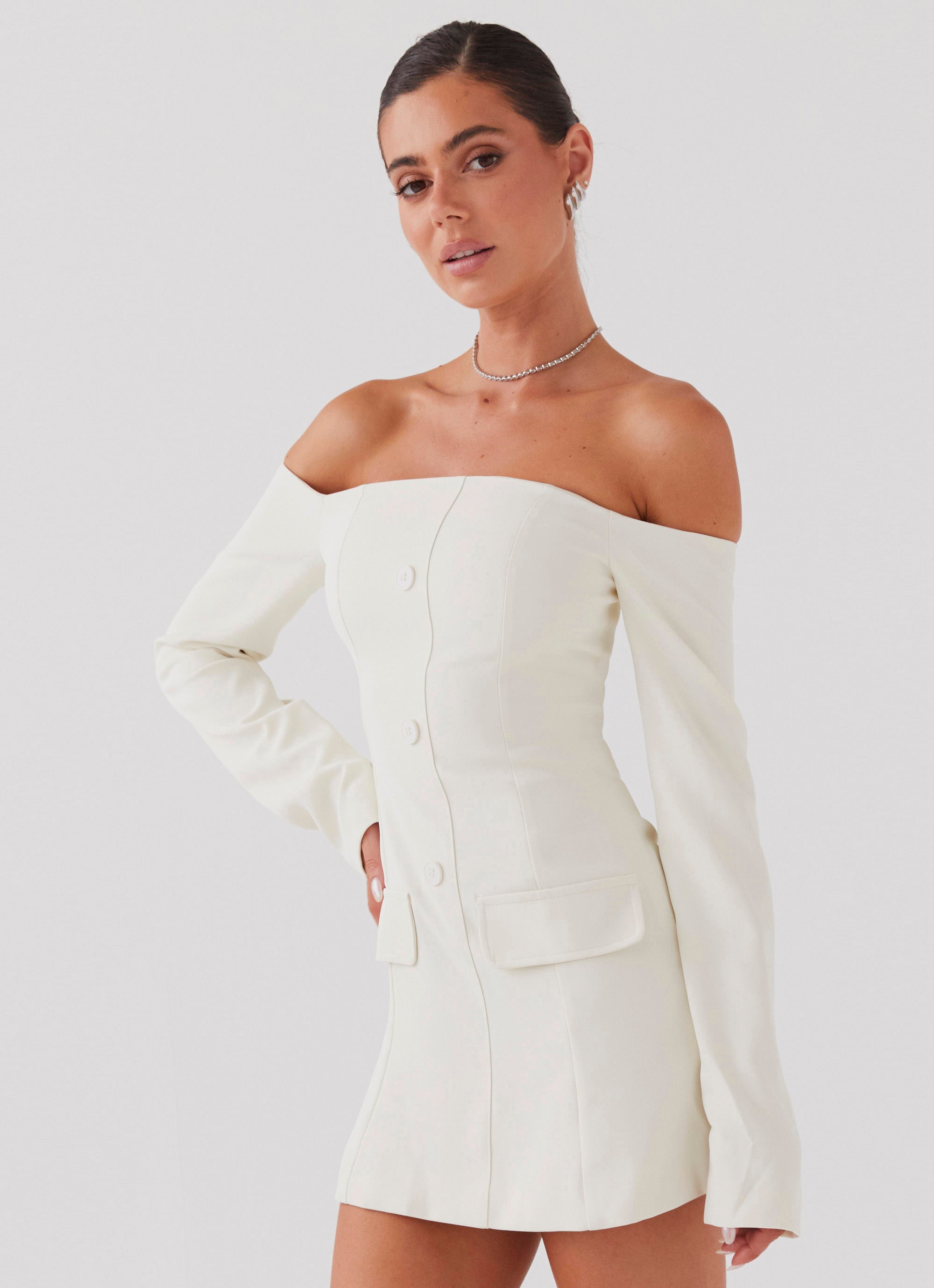 Dominique Blazer Mini Dress - Ivory