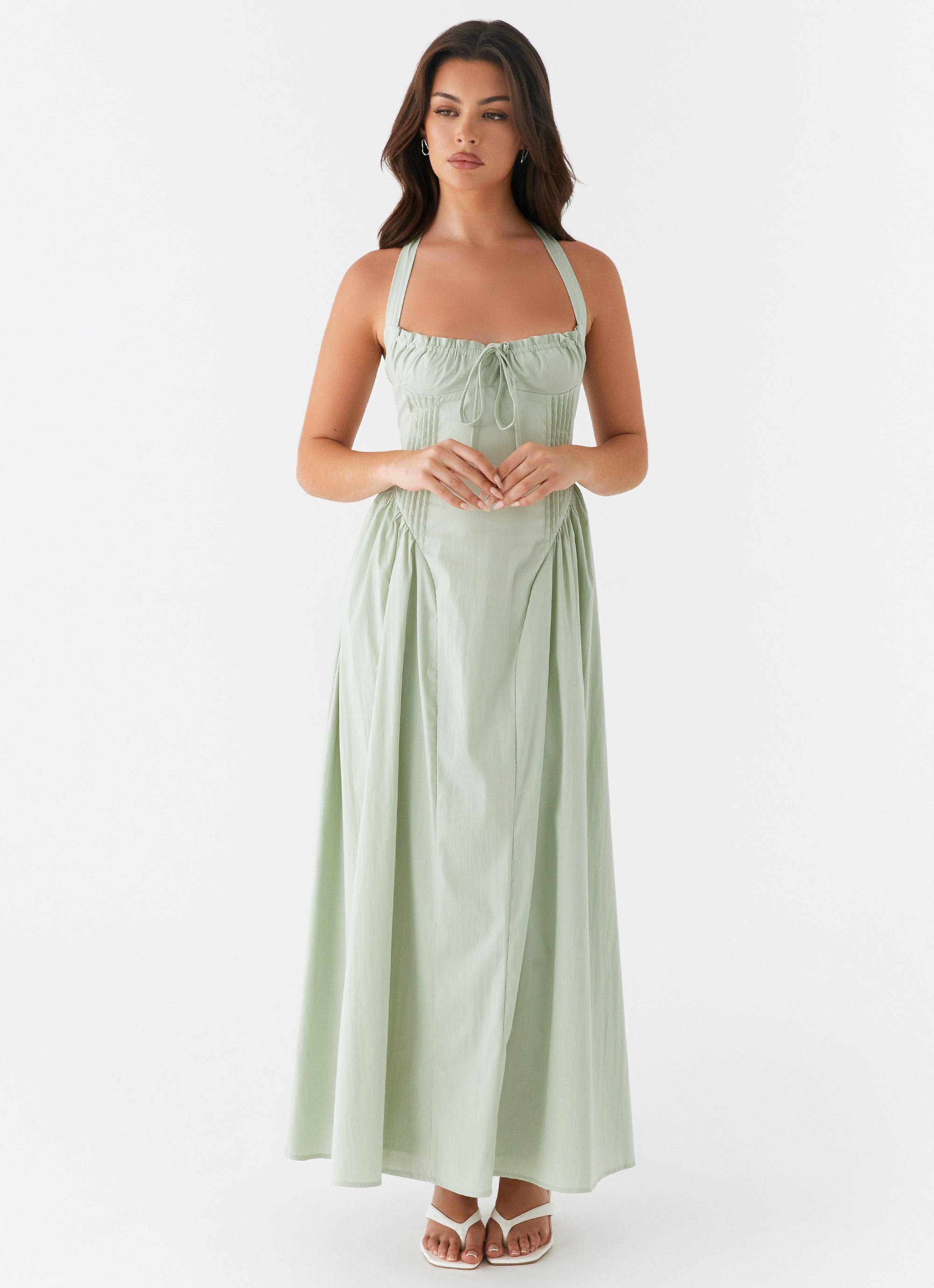 Olenna Halterneck Midi Dress - Sage