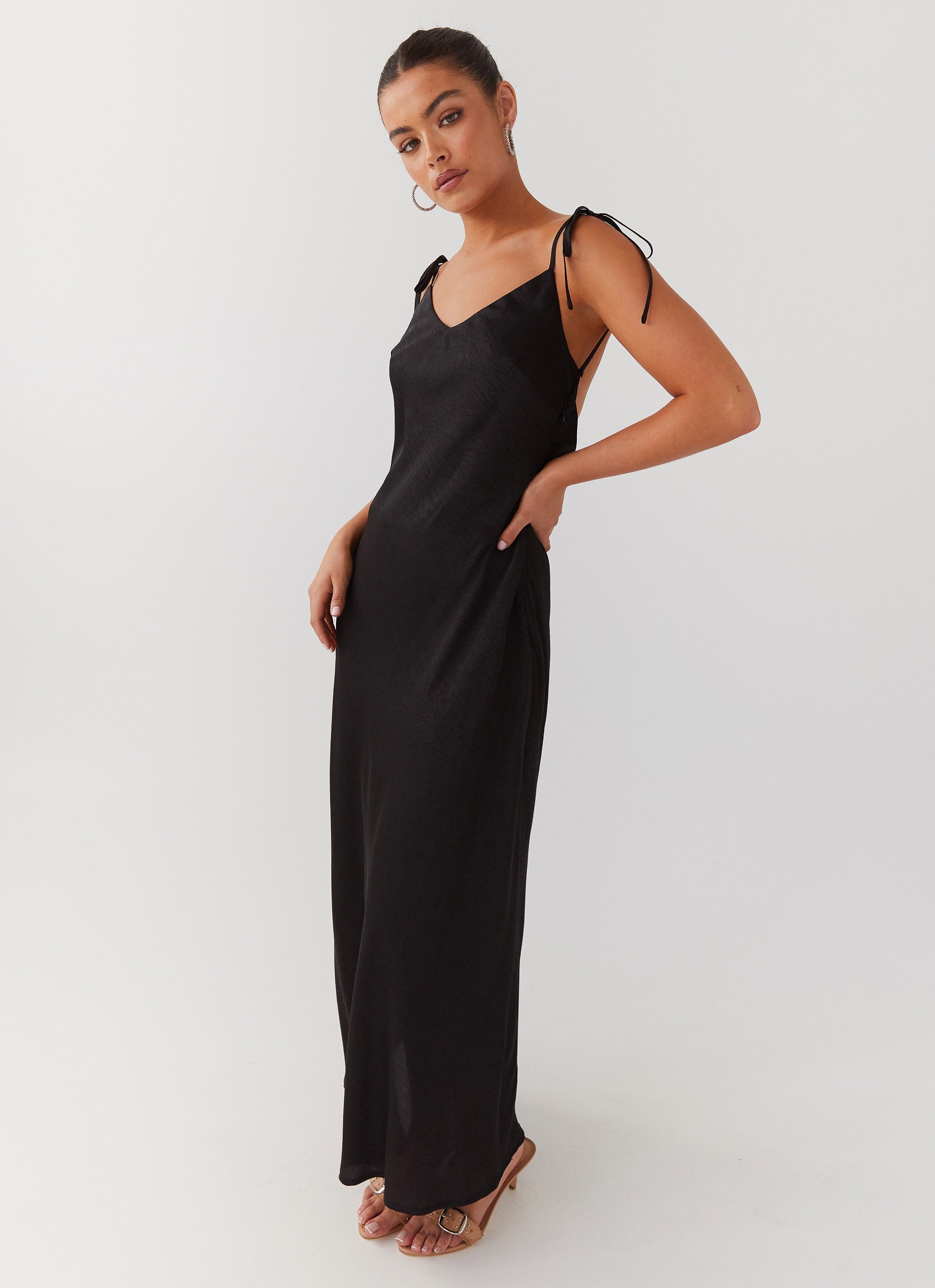 Desire Dream Satin Maxi Dress - Shadow