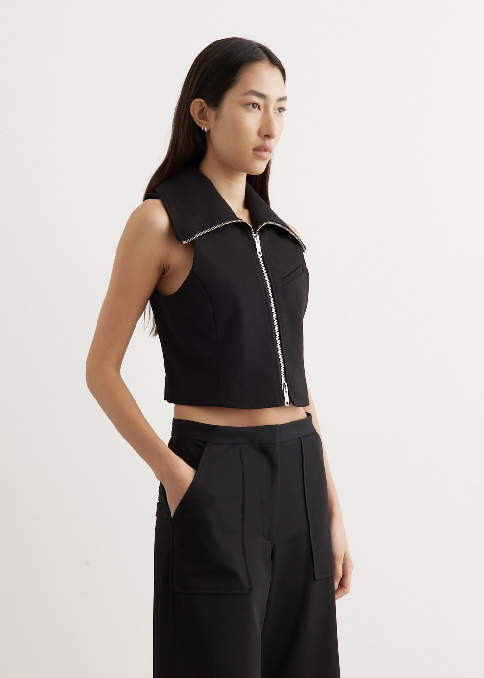 Bonded Crepe Zip Vest