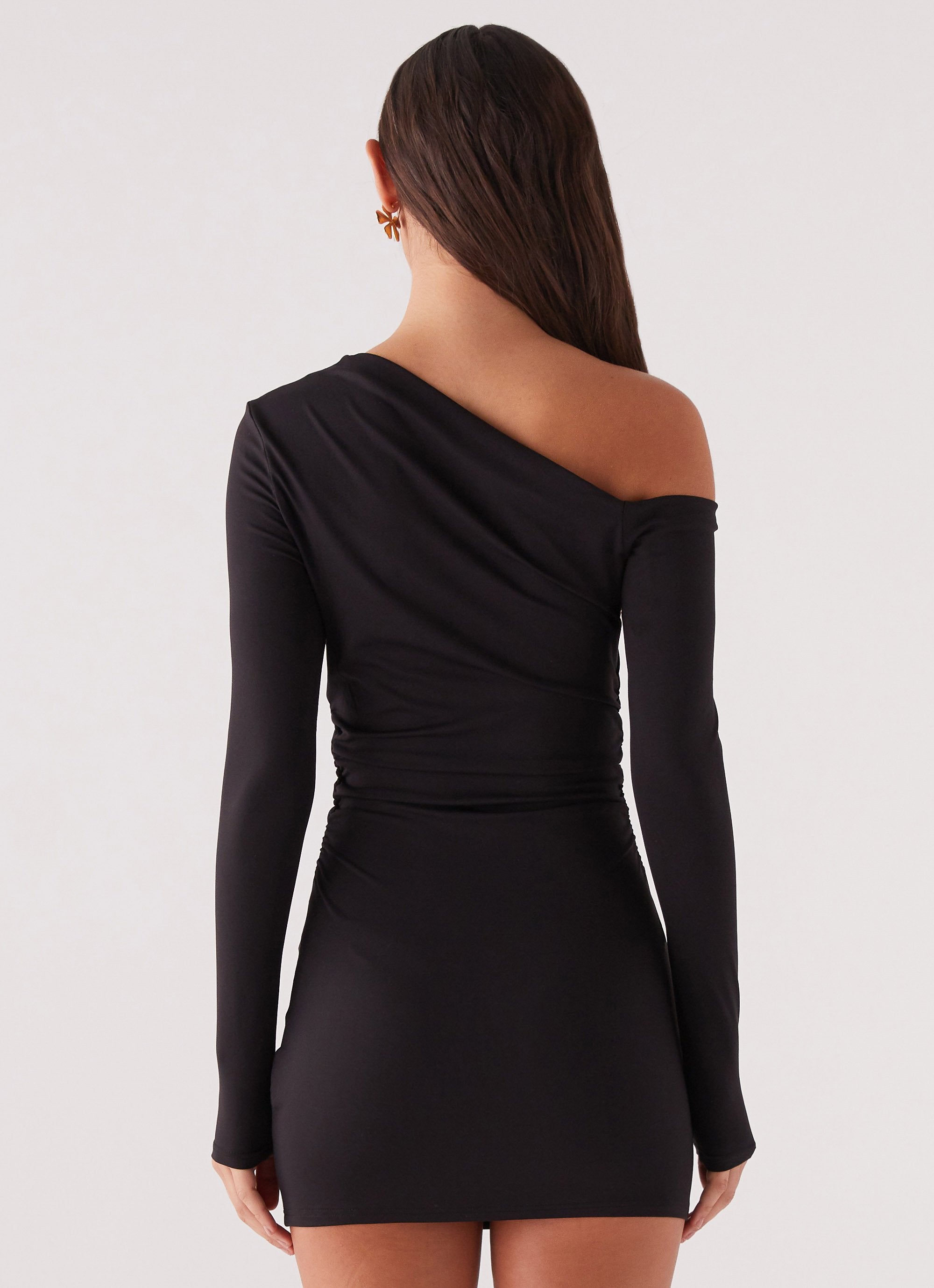 Hailey Off Shoulder Mini Dress - Black