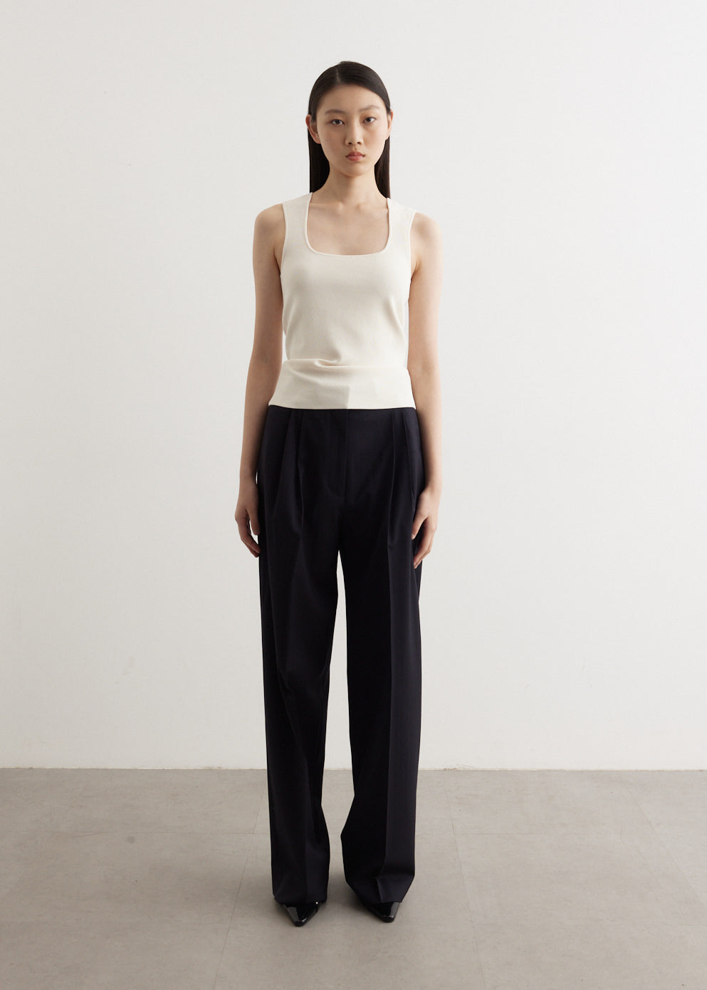 Wide Leg Pleated Trousers