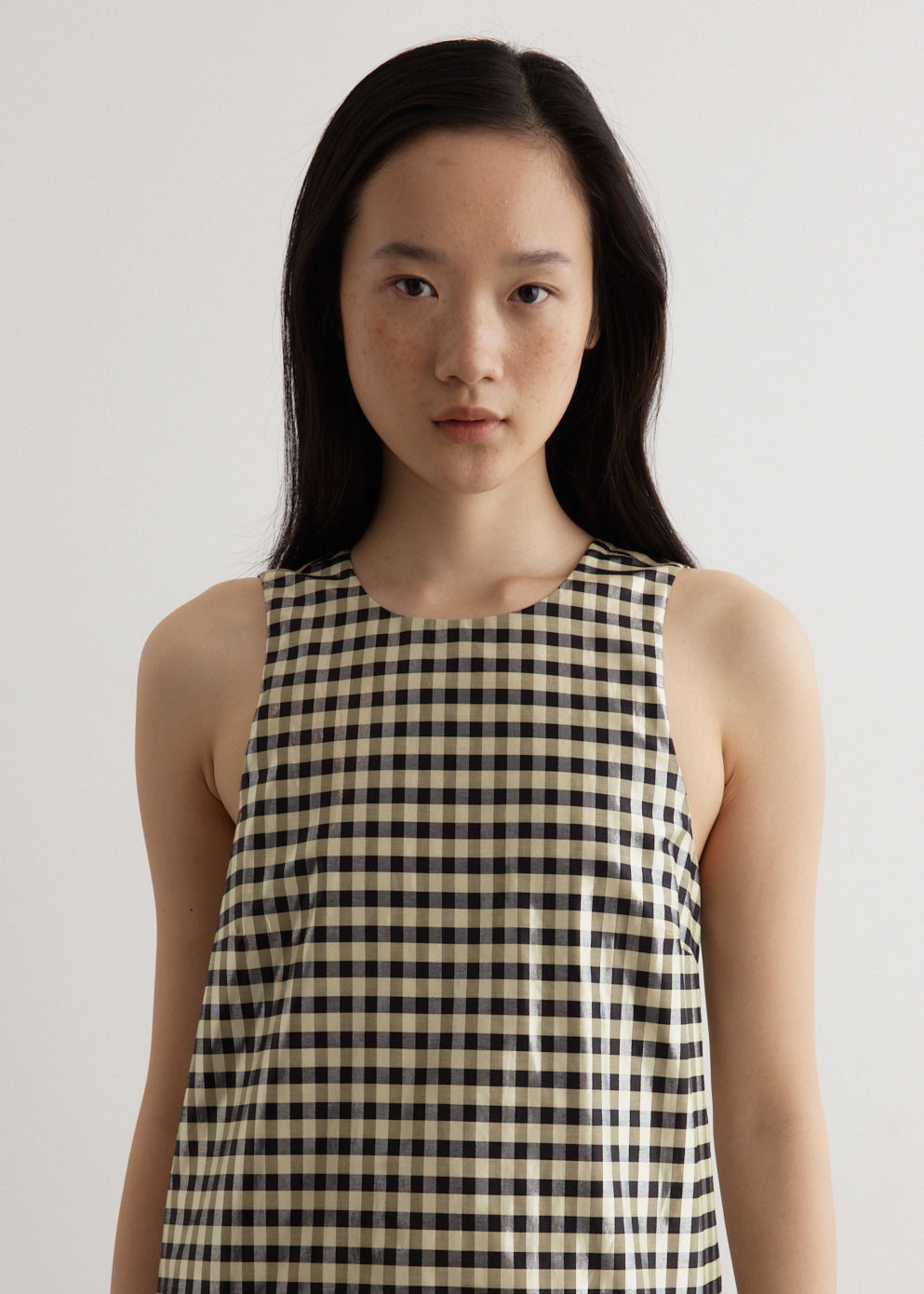 Shiny Check Jacquard Midi Dress