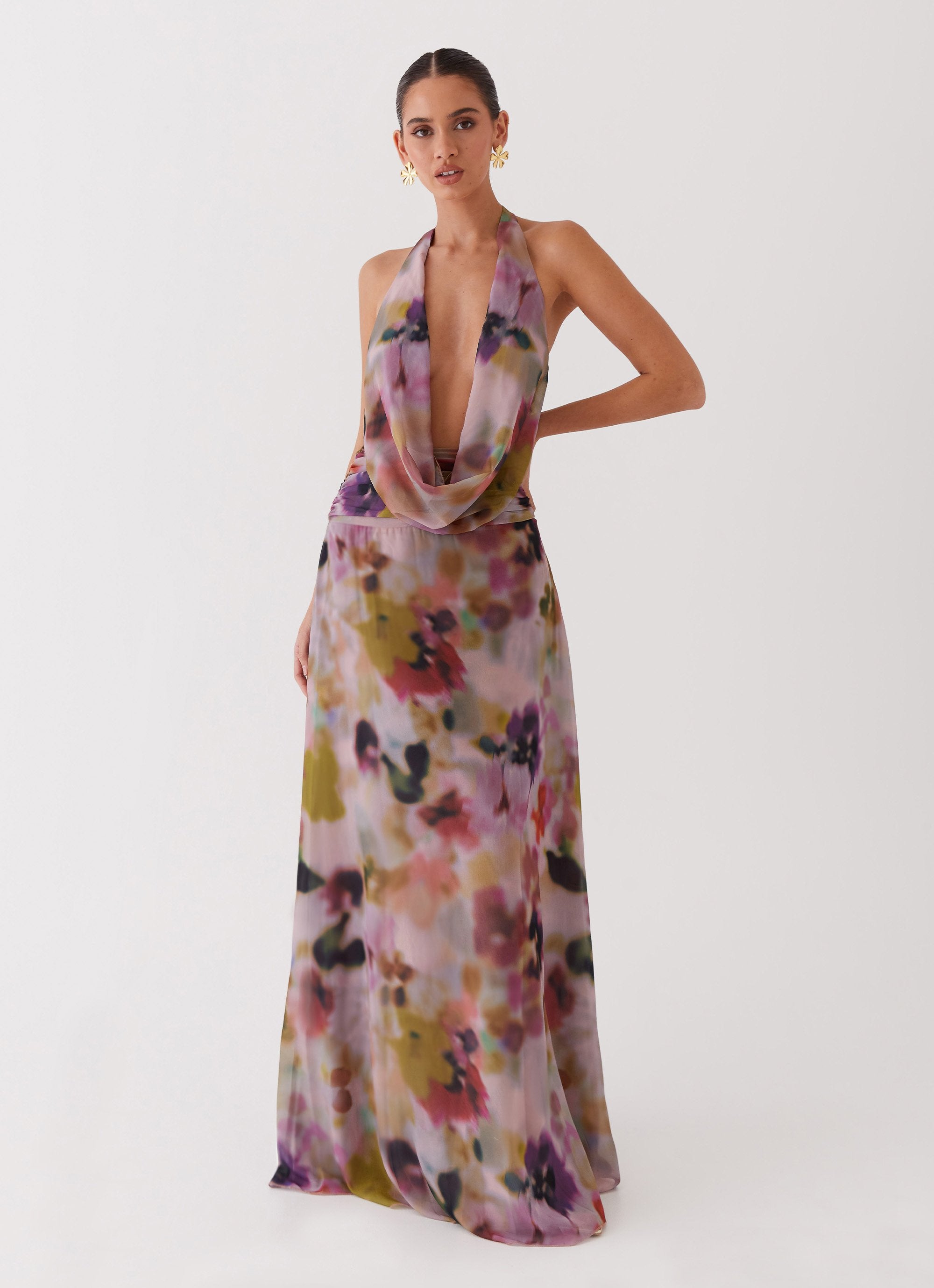 Elysia Chiffon Maxi Dress - Mystic Meadow