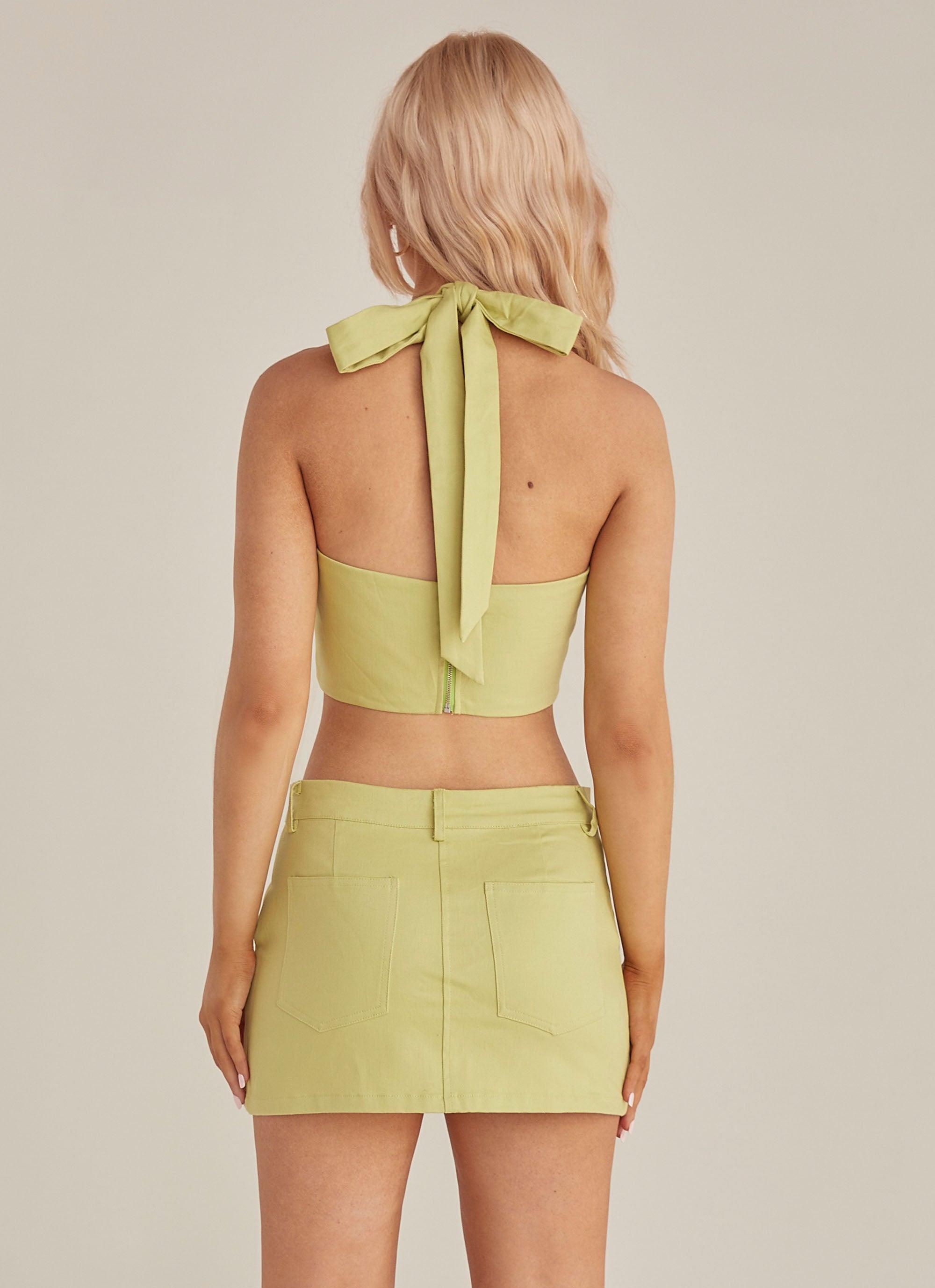 Feel The Sun Drill Mini Skirt - Sage