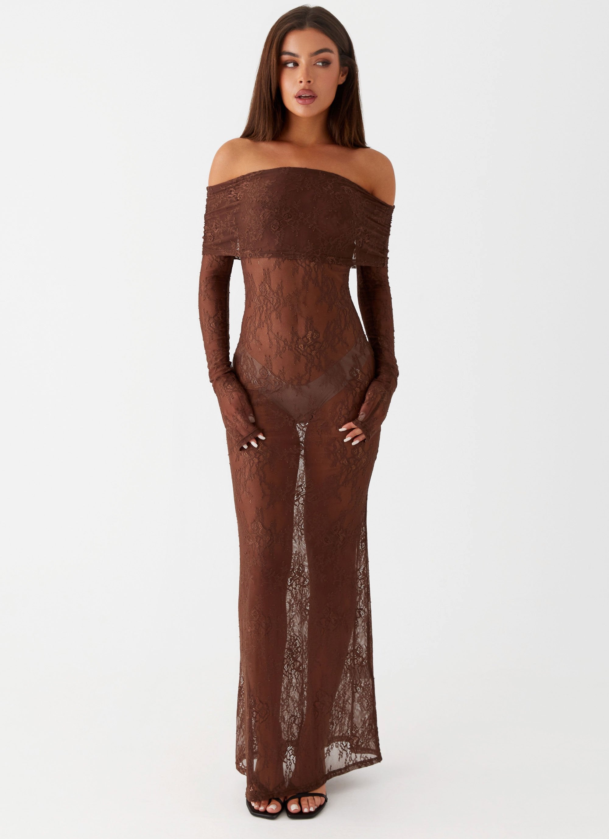 Nadia Lace Maxi Dress - Chocolate