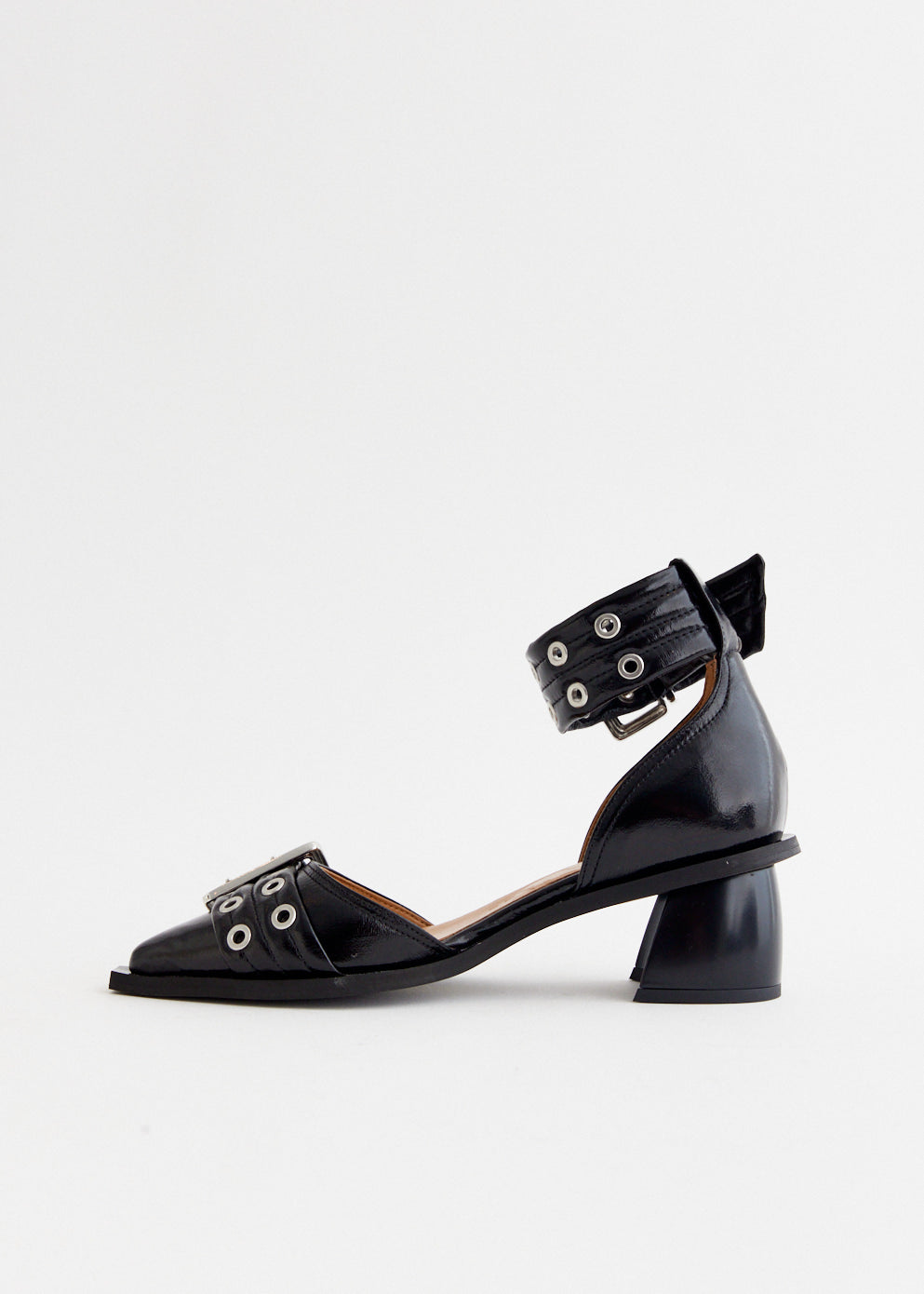 Feminine Buckle Open Cut Pumps