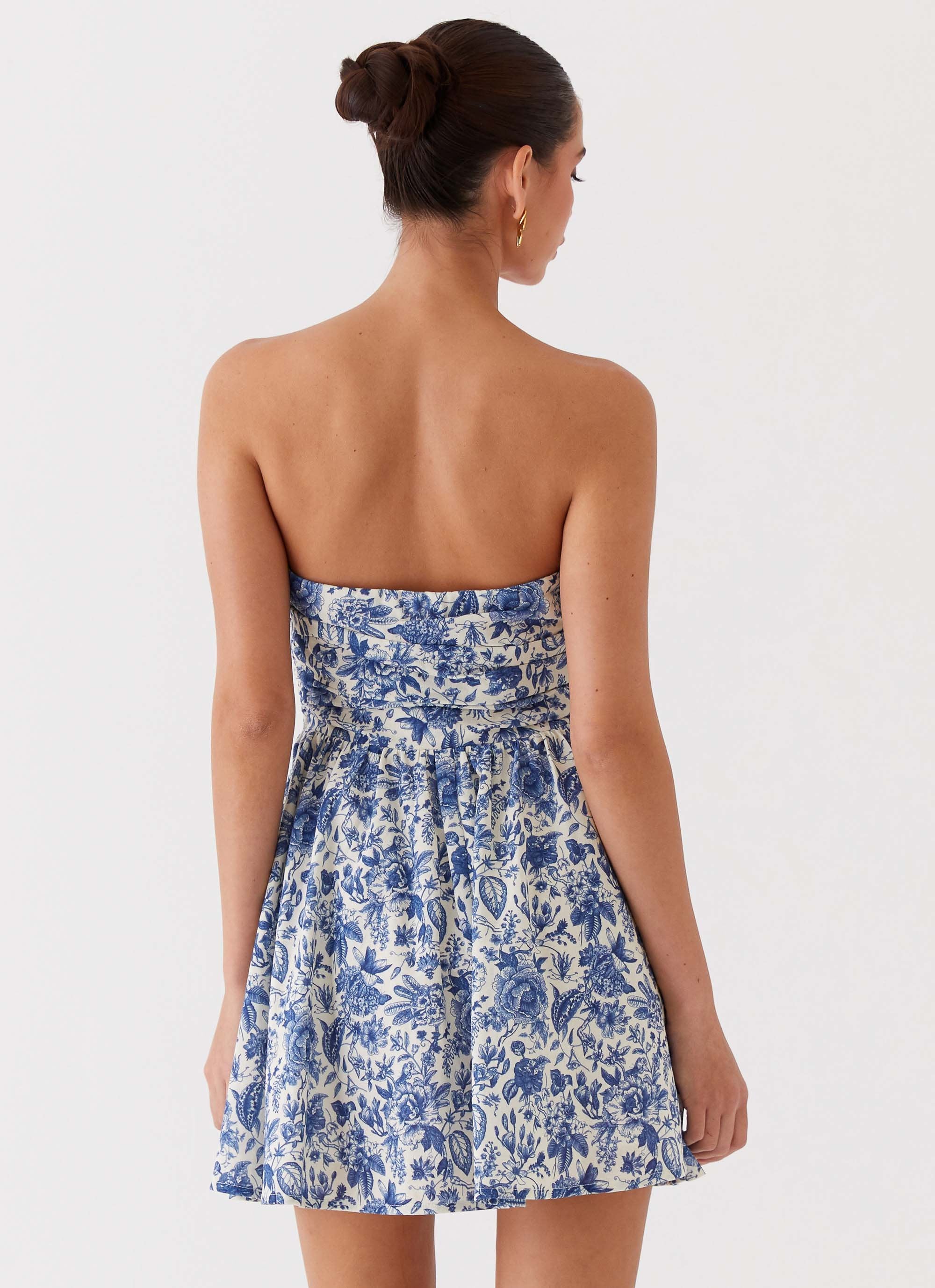 Forget Me Not Linen Mini Dress - Blue Paisley