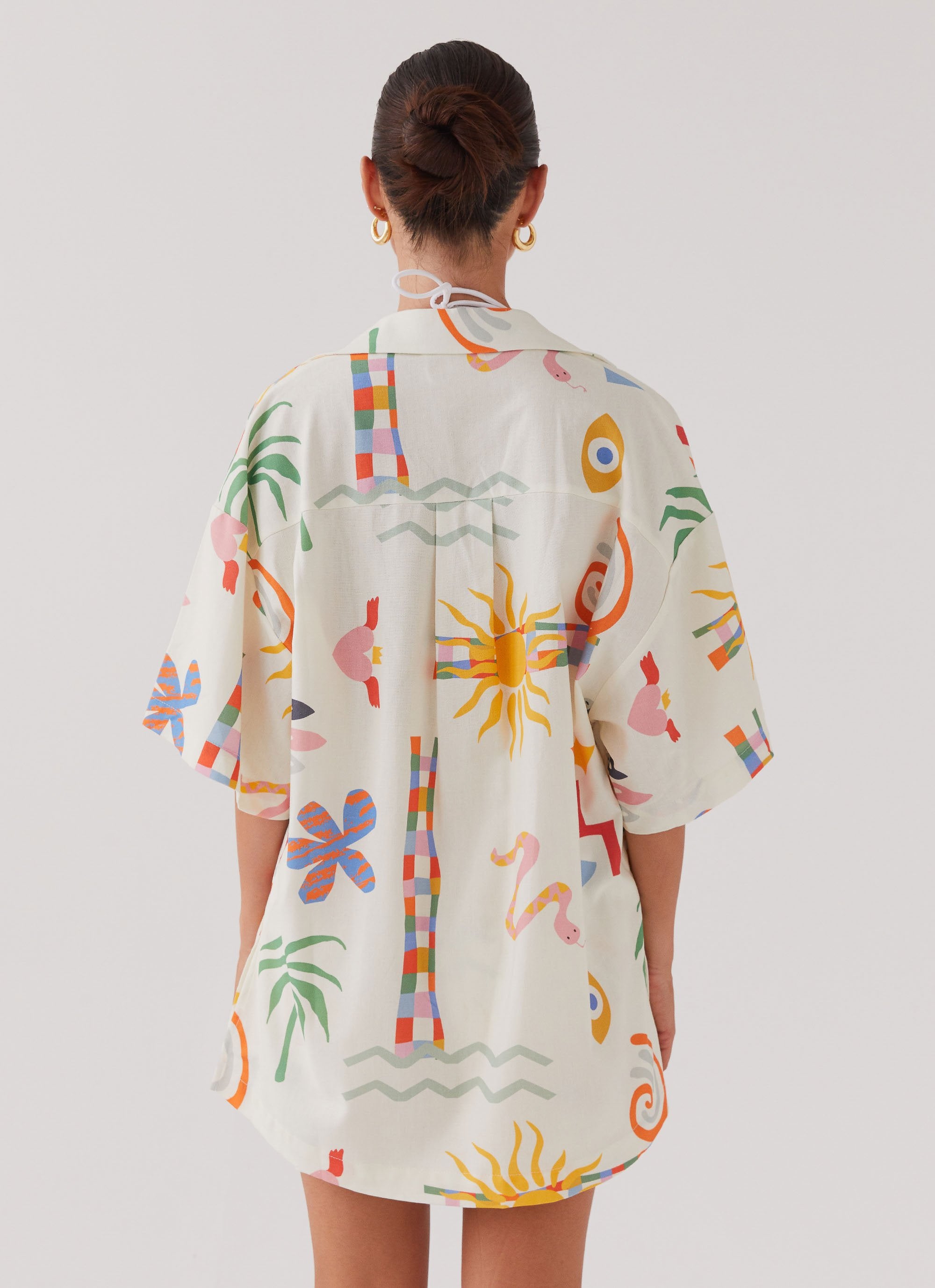 Tallulah Linen Oversized Shirt - Summer Palm